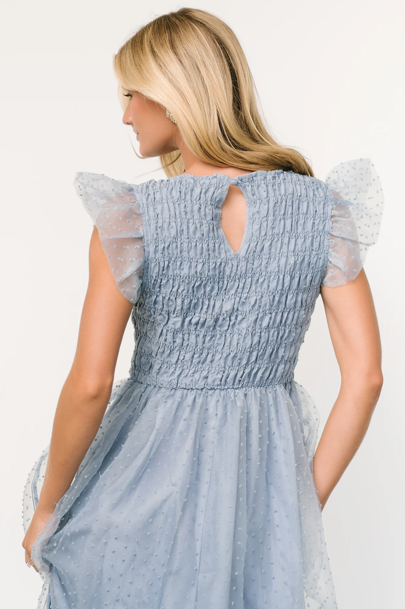 Alice Dot Midi Dress | Dusty Blue - Jamouz