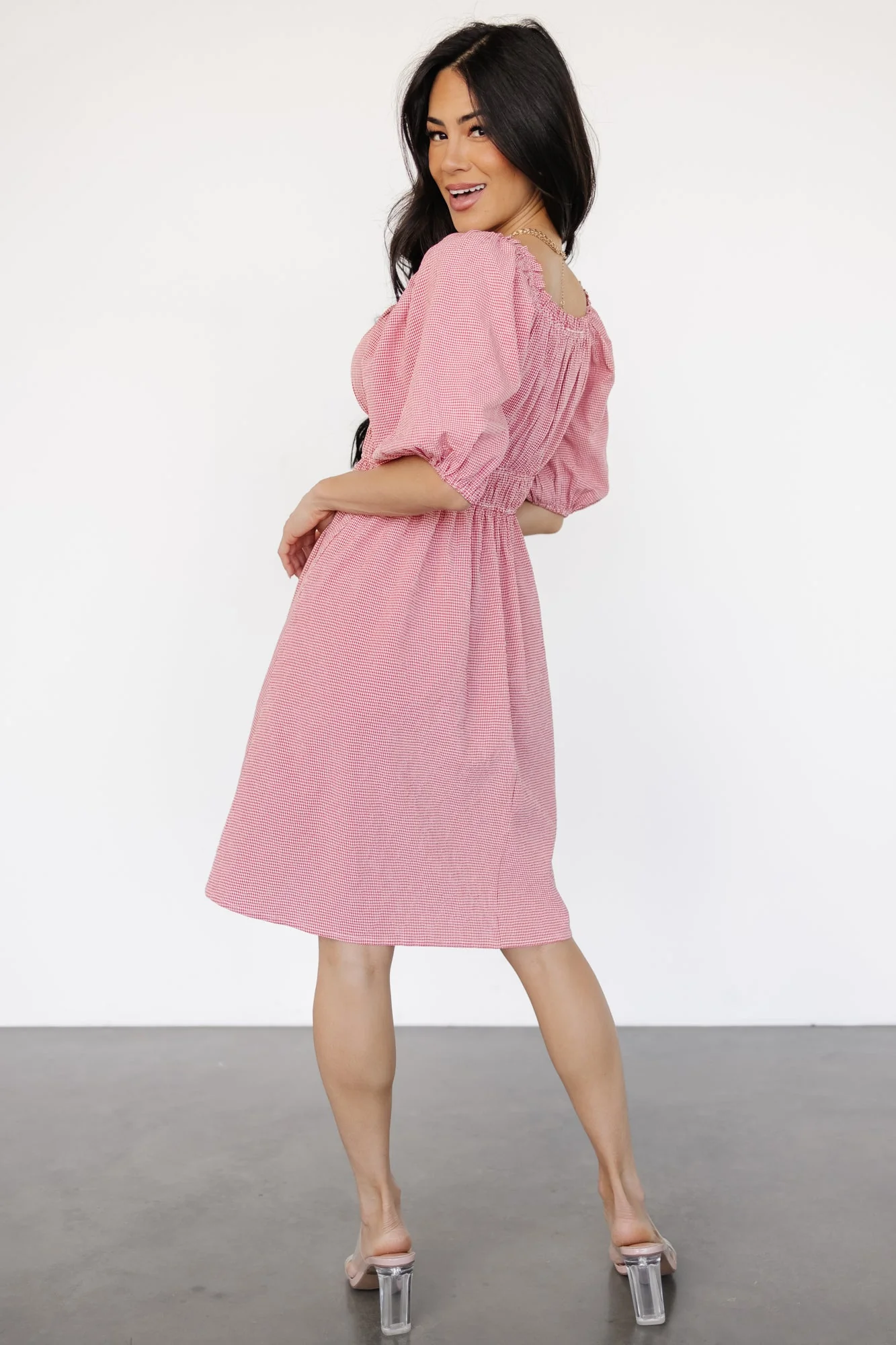 Shawna Short Dress | Red Gingham Print - Jamouz