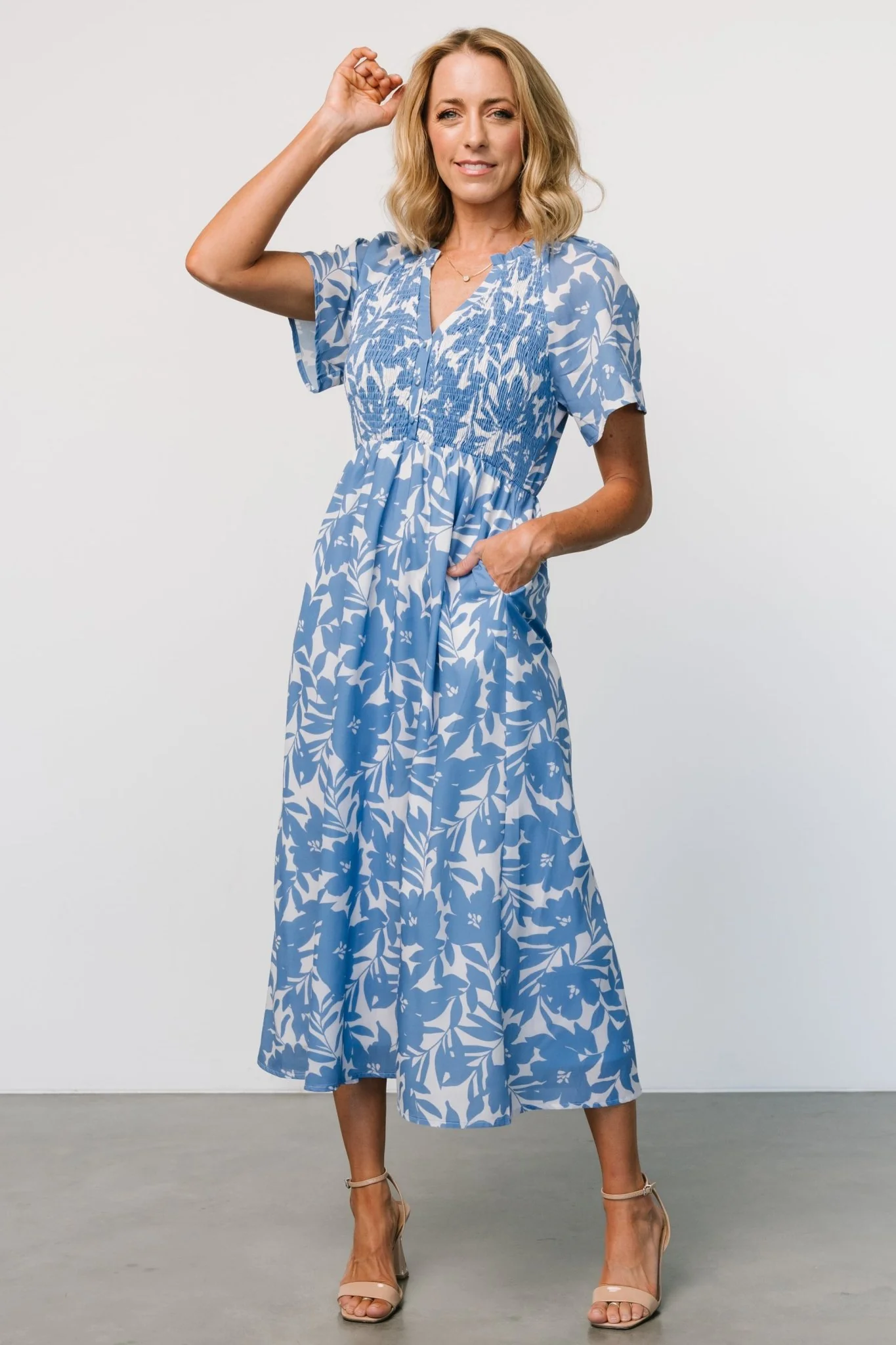 Annise Midi Dress | Blue Floral - Jamouz