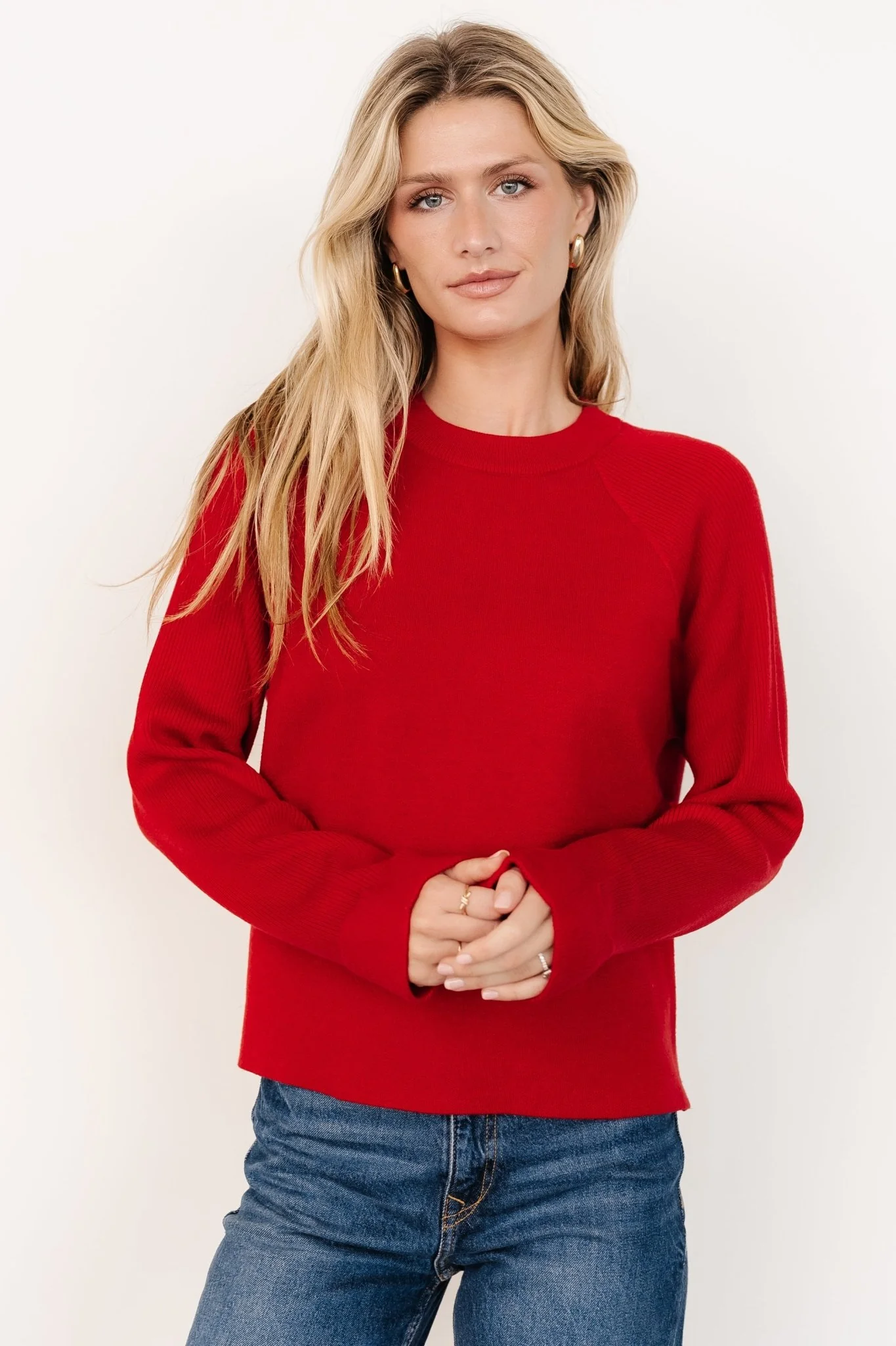 Helena Knit Sweater | Red - Jamouz