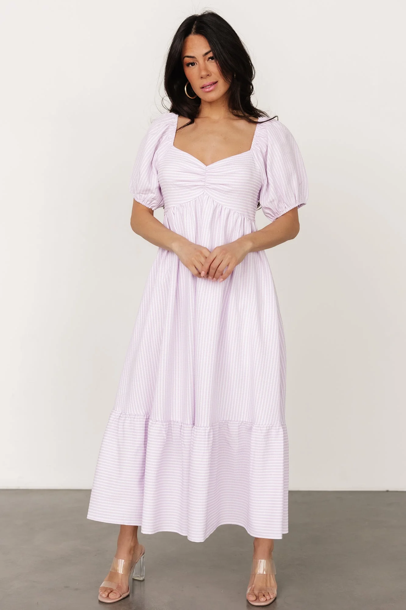 Poppy Midi Dress | Lavender + Off White - Jamouz