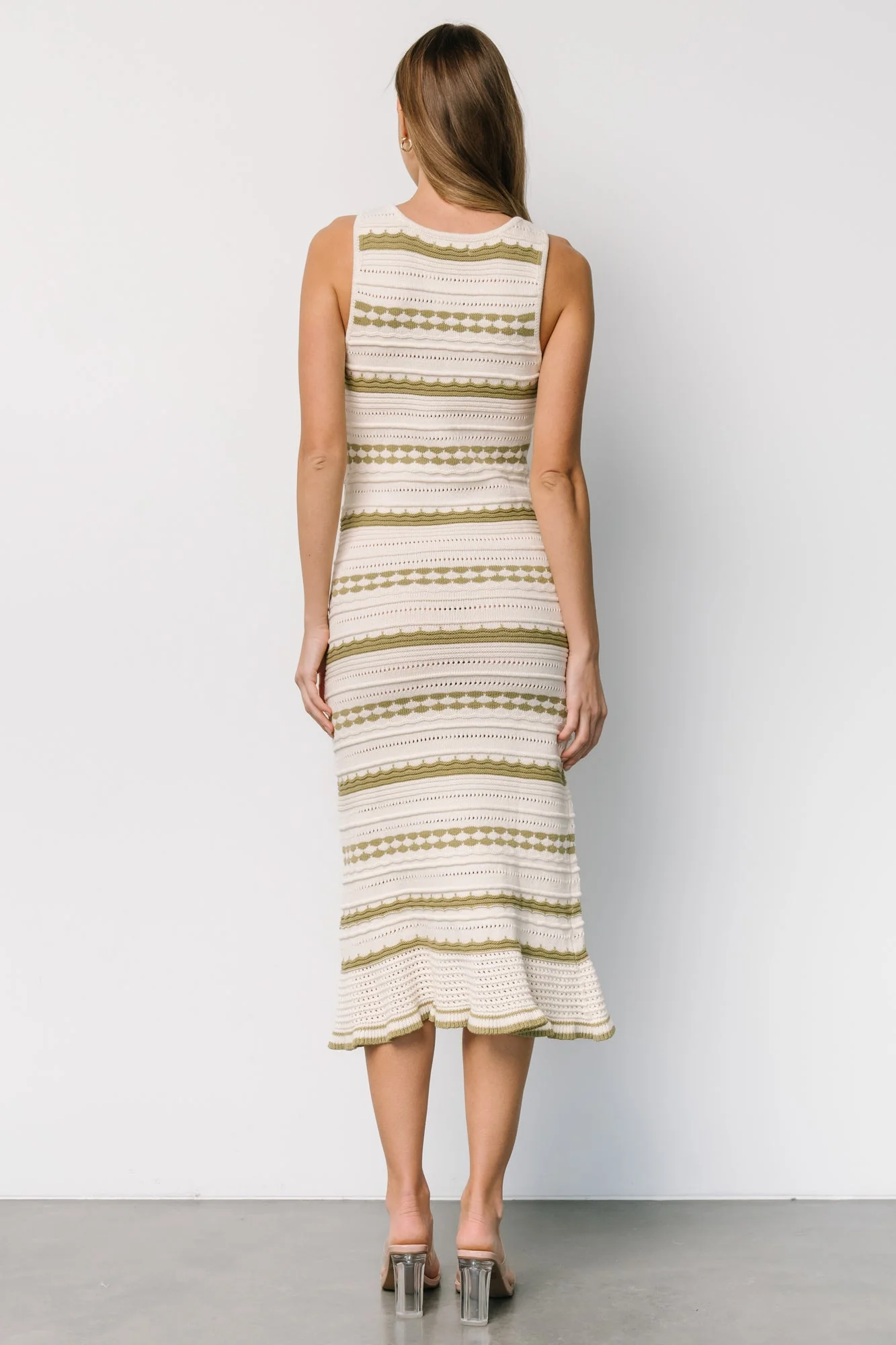 Nicolette Pointelle Dress | Cream + Sage - Jamouz