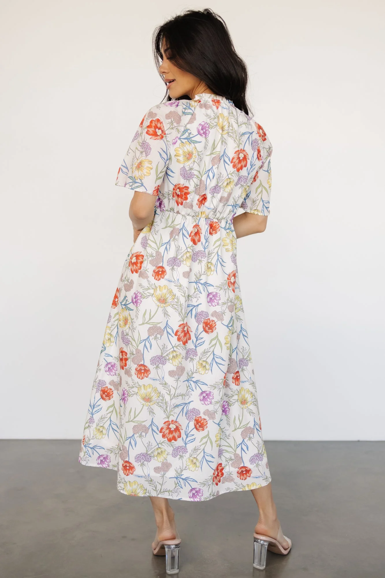 Botega Midi Dress | Ivory Multi Floral - Jamouz