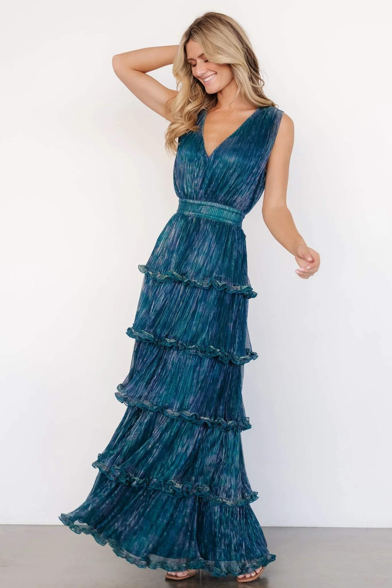 Quentin Shimmer Dress | Teal + Purple - Jamouz