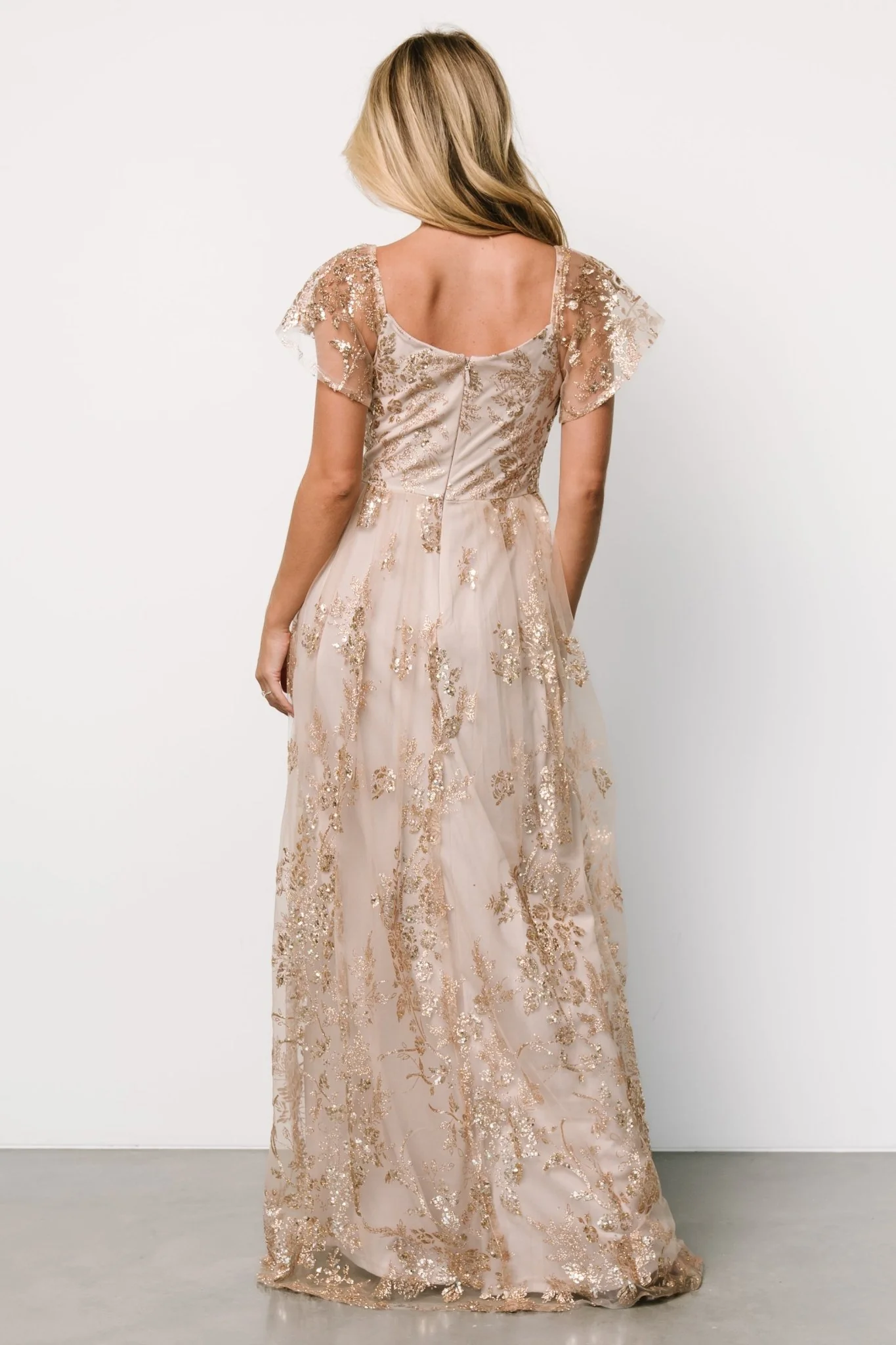 Corinne Shimmer Maxi Gown | Champagne - Jamouz