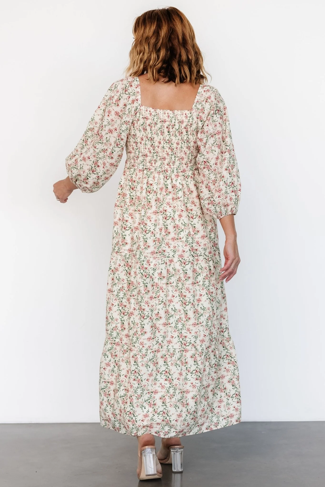 Louisa Smocked Maxi Dress | Cream Floral - Jamouz