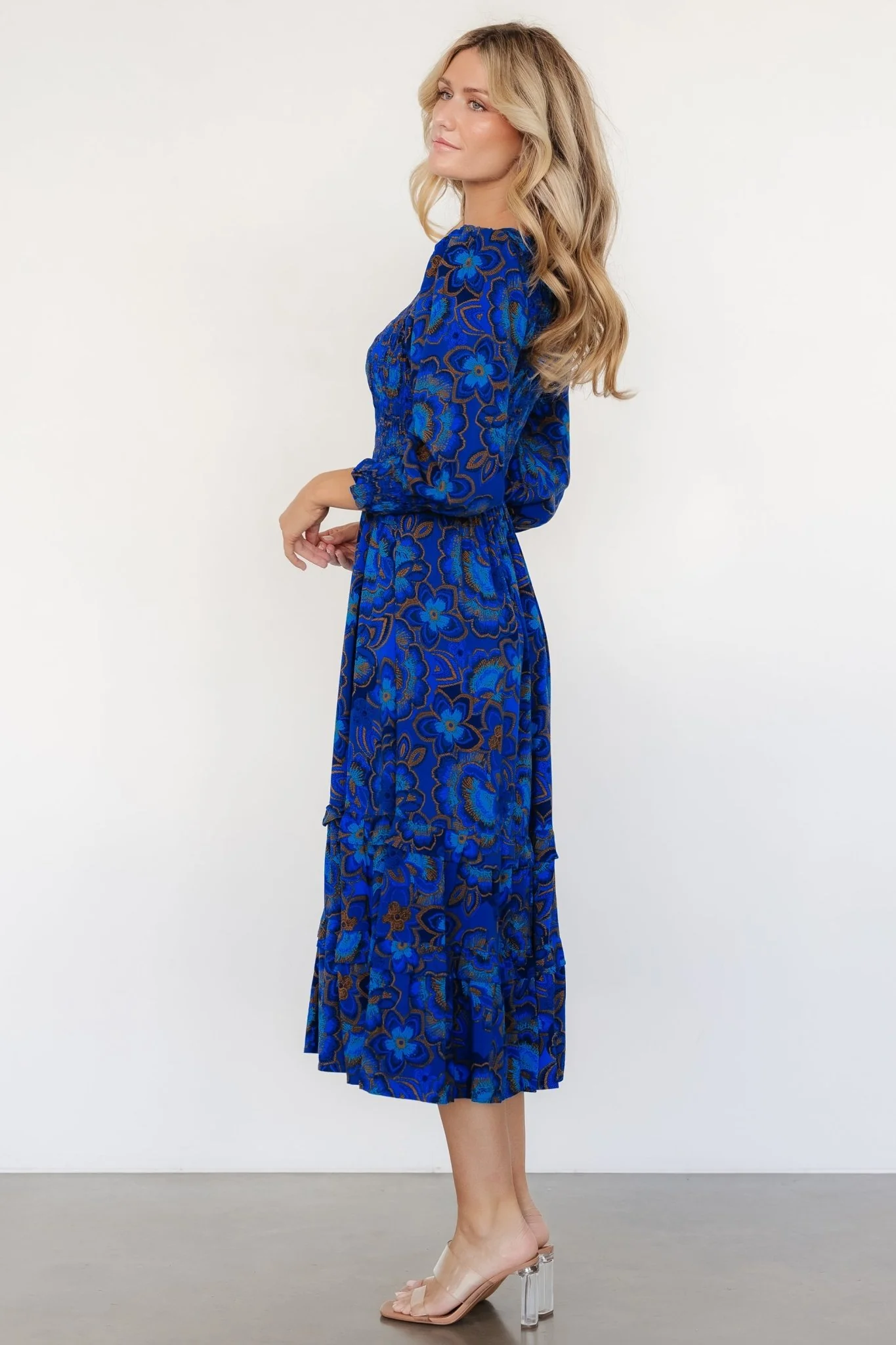 Andersen Smocked Midi Dress | Cobalt Floral - Jamouz