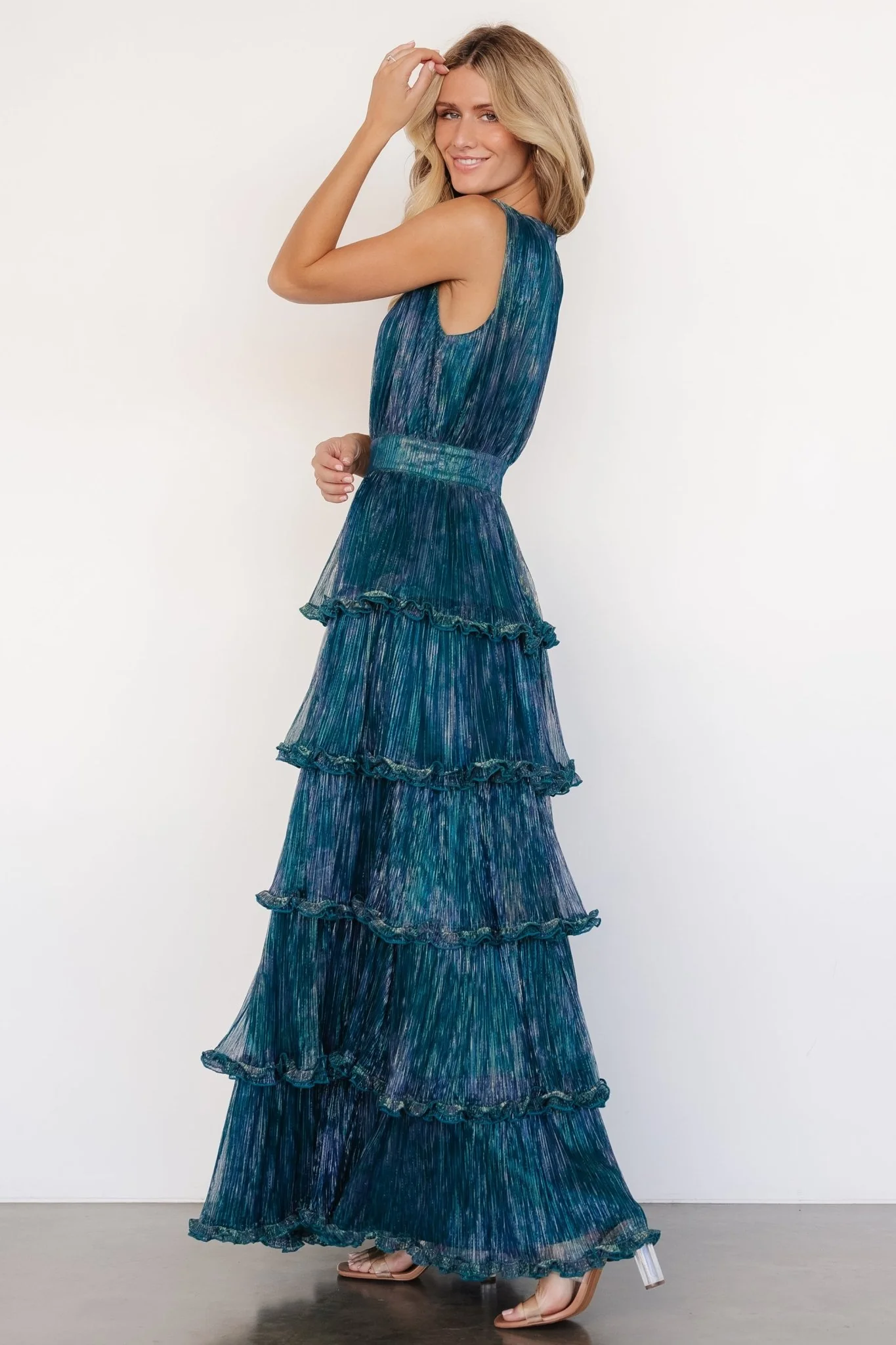 Quentin Shimmer Dress | Teal + Purple - Jamouz