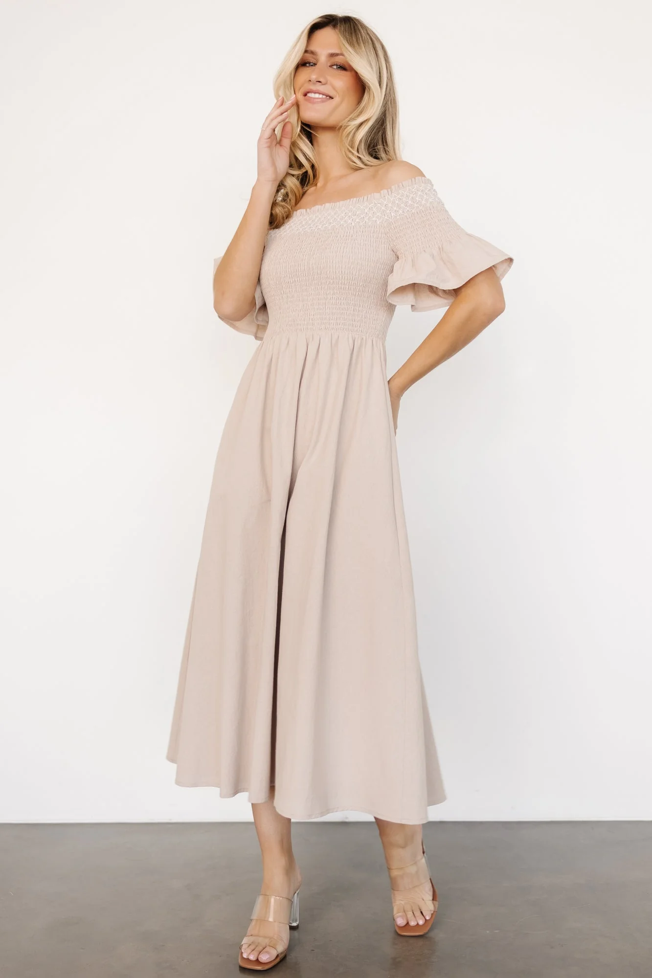 Jodi Off Shoulder Dress | Natural - Jamouz