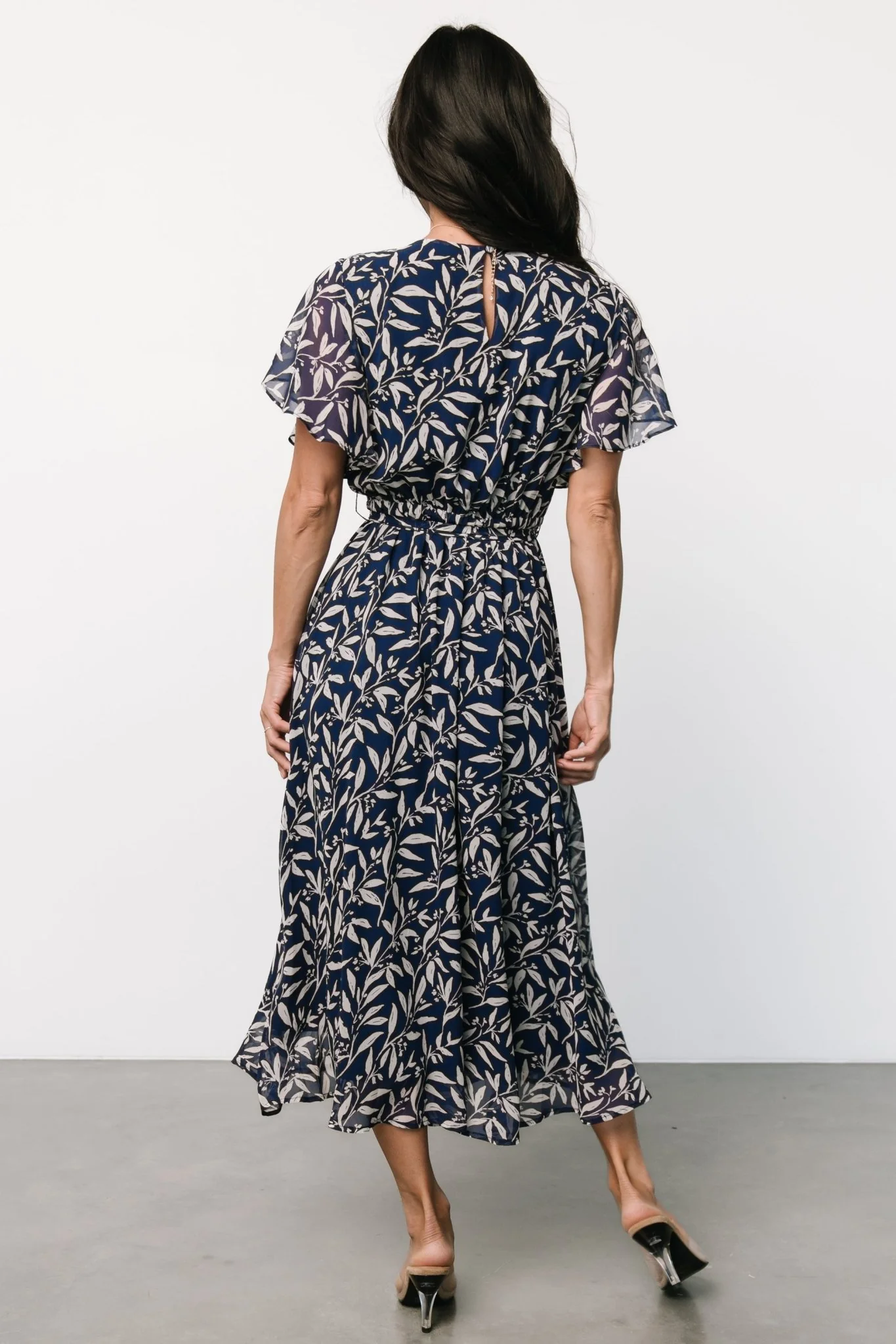 Laurel Midi Dress | Blue + Gray Floral - Jamouz