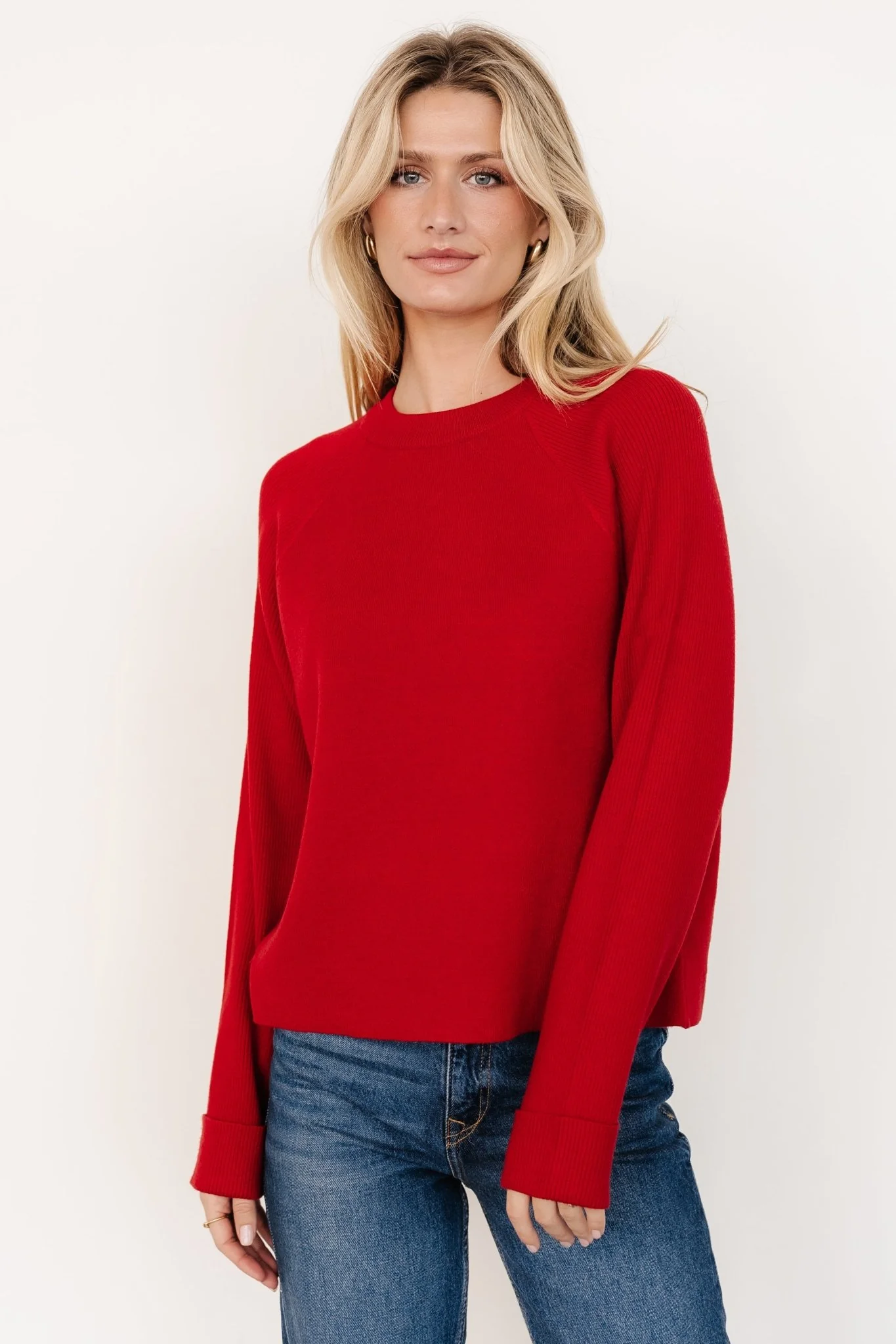 Helena Knit Sweater | Red - Jamouz