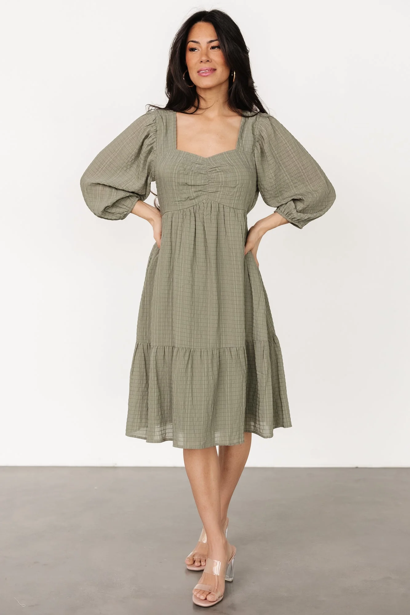 Vaeda Midi Dress | Olive - Jamouz