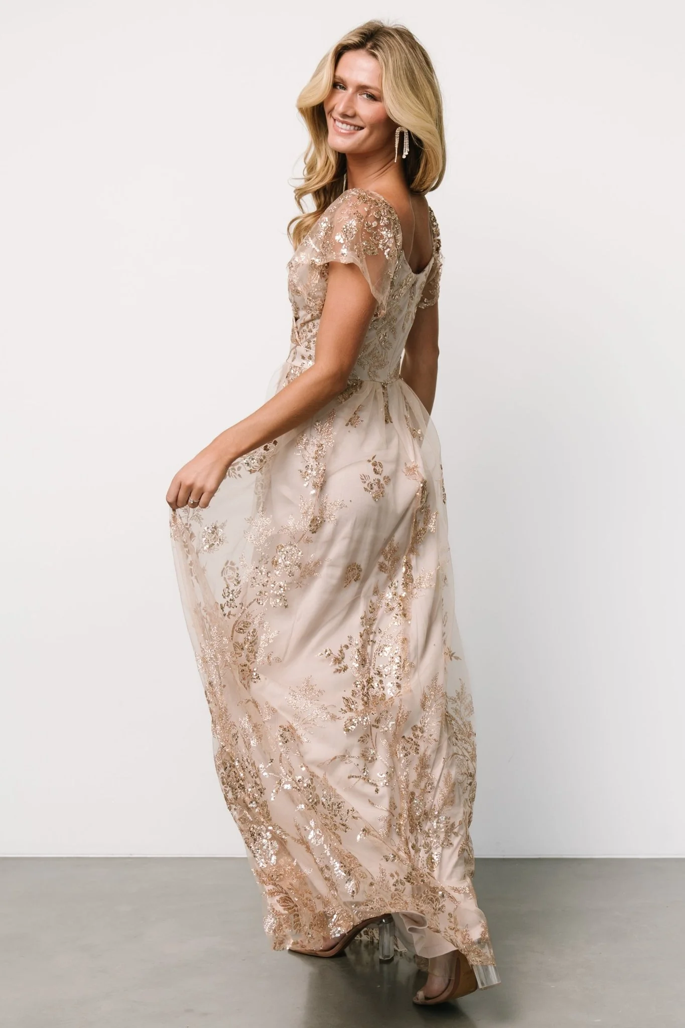Corinne Shimmer Maxi Gown | Champagne - Jamouz