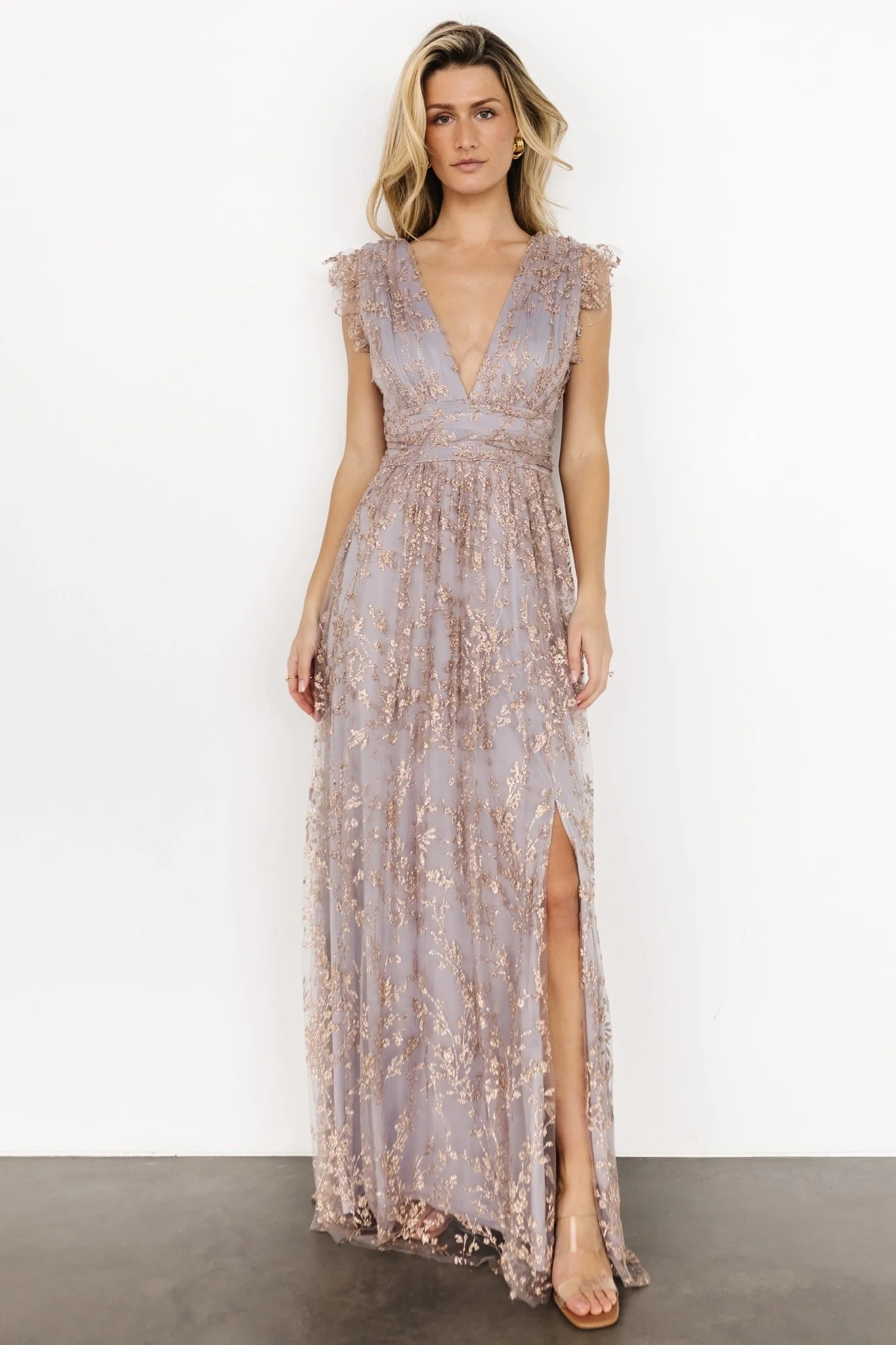 Arlene Shimmer Gown | Dusty Lilac + Rose - Jamouz
