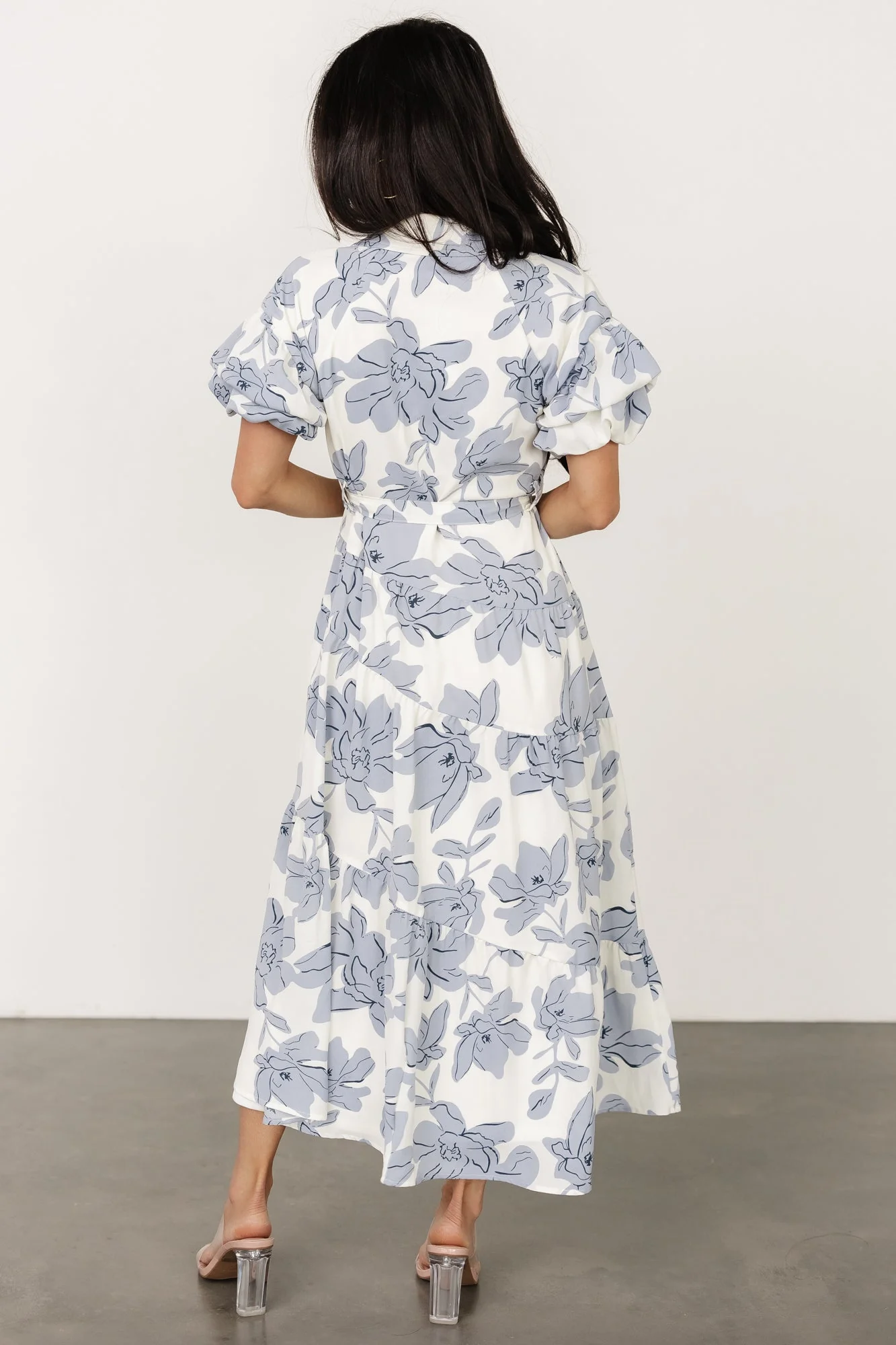 Albany Button Dress | Ivory + Blue - Jamouz