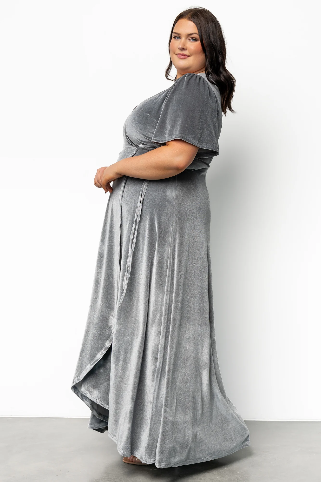Katelyn Velvet Maxi Wrap Dress | Dusty Blue - Jamouz