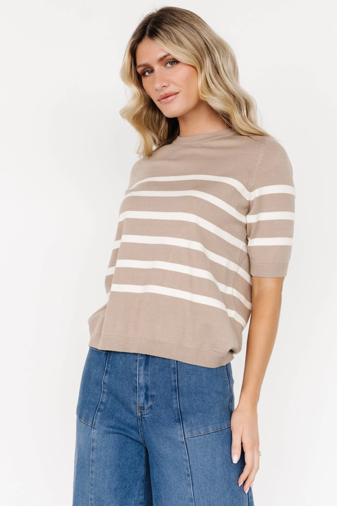 Huntington Striped Top | Stone + Cream - Jamouz