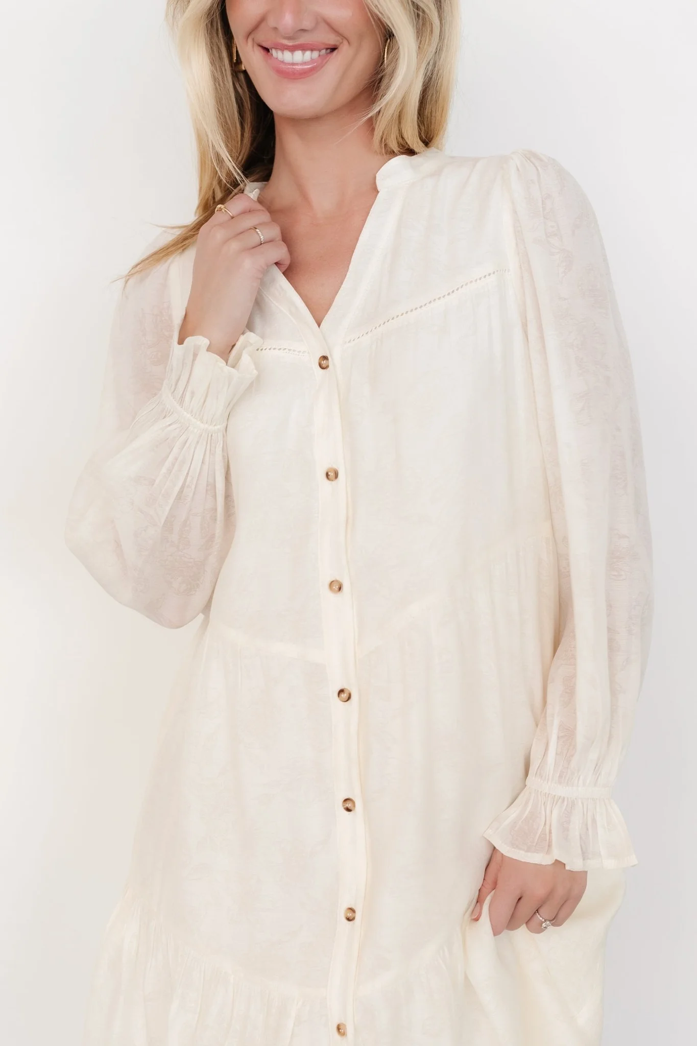 Brenna Button Midi Dress | Cream - Jamouz