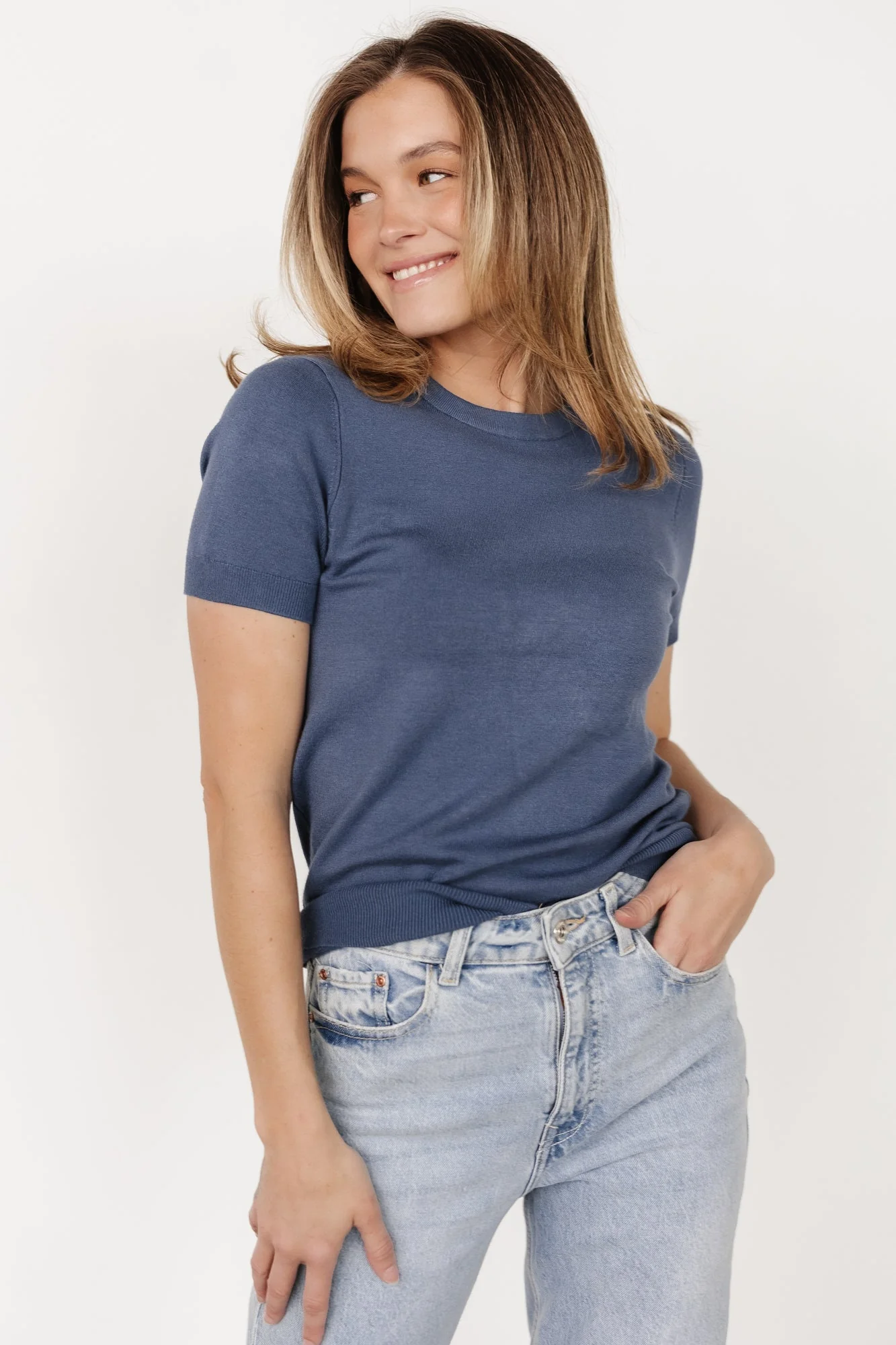 Hannah Knit Top | Slate Blue - Jamouz