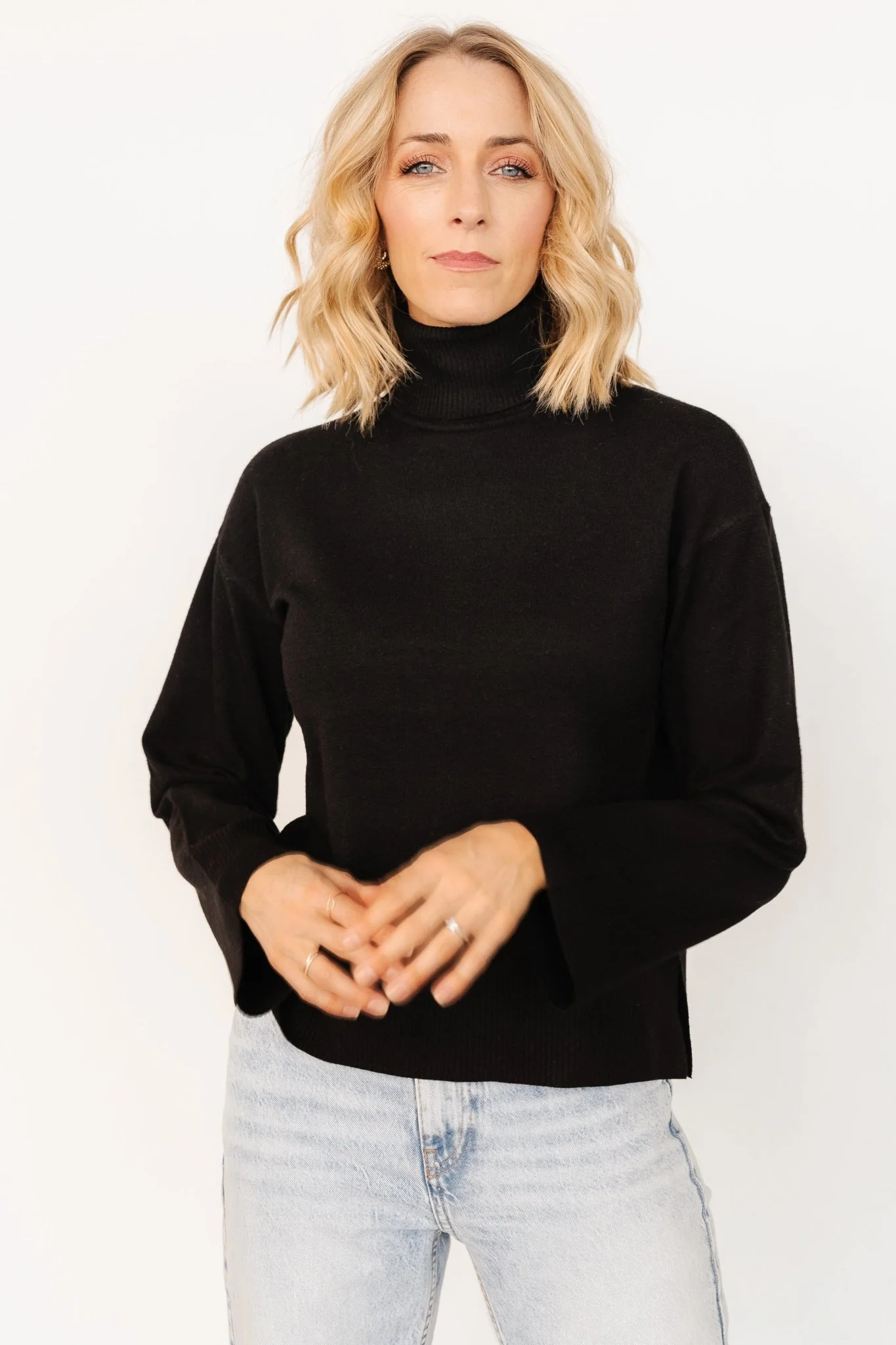 Irene Turtleneck Sweater Top | Black - Jamouz
