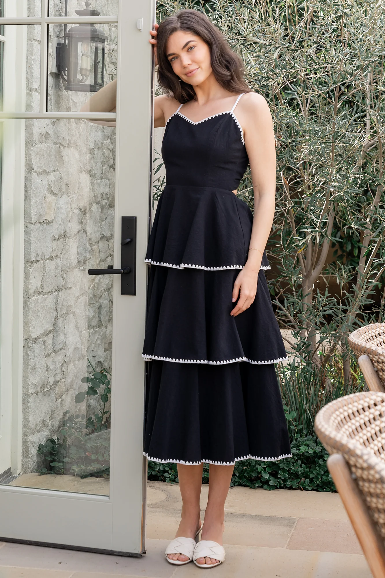Odette Tiered Dress | Black + White - Jamouz