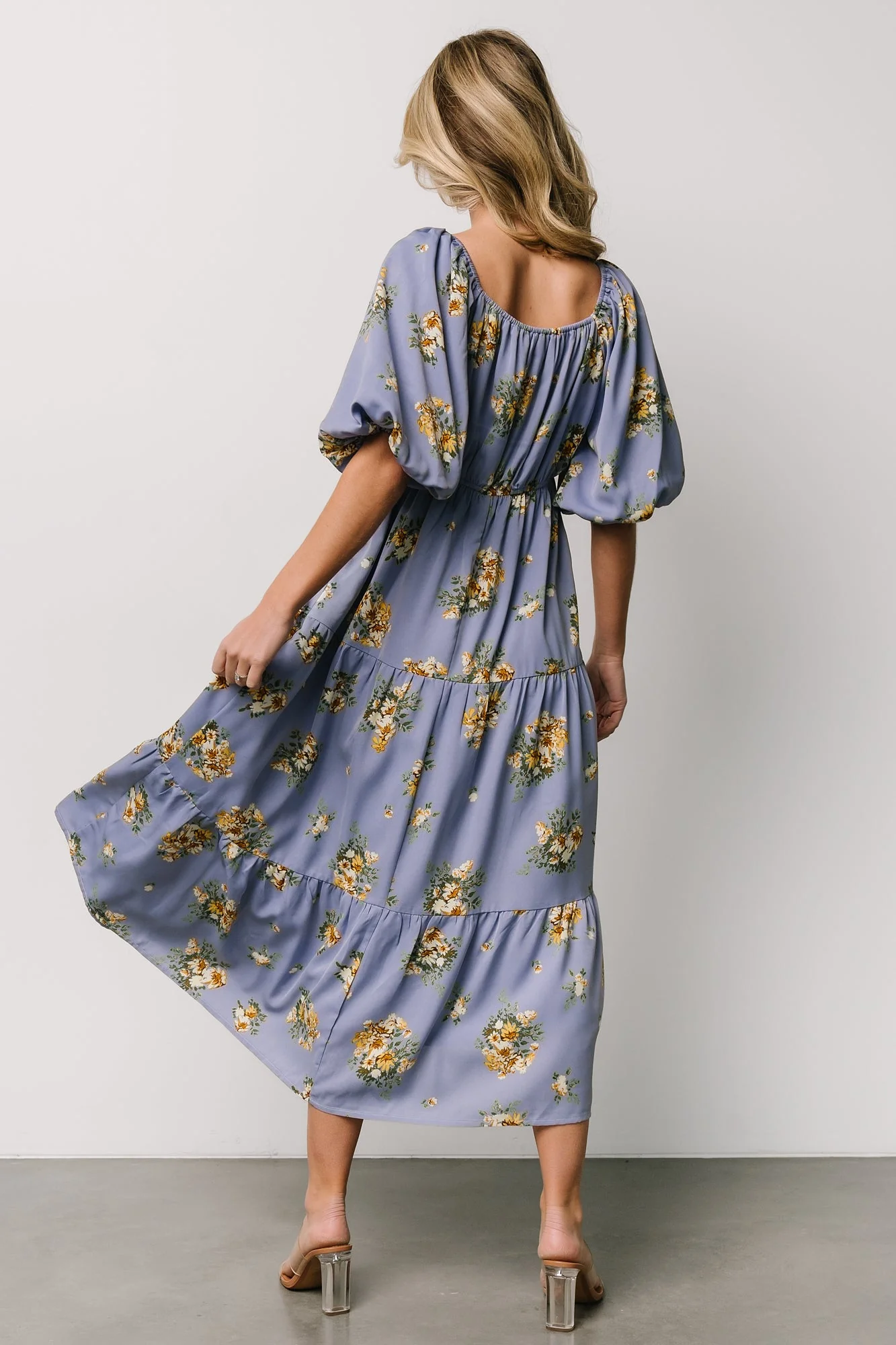 Judith Dress | Blue + Golden Floral - Jamouz
