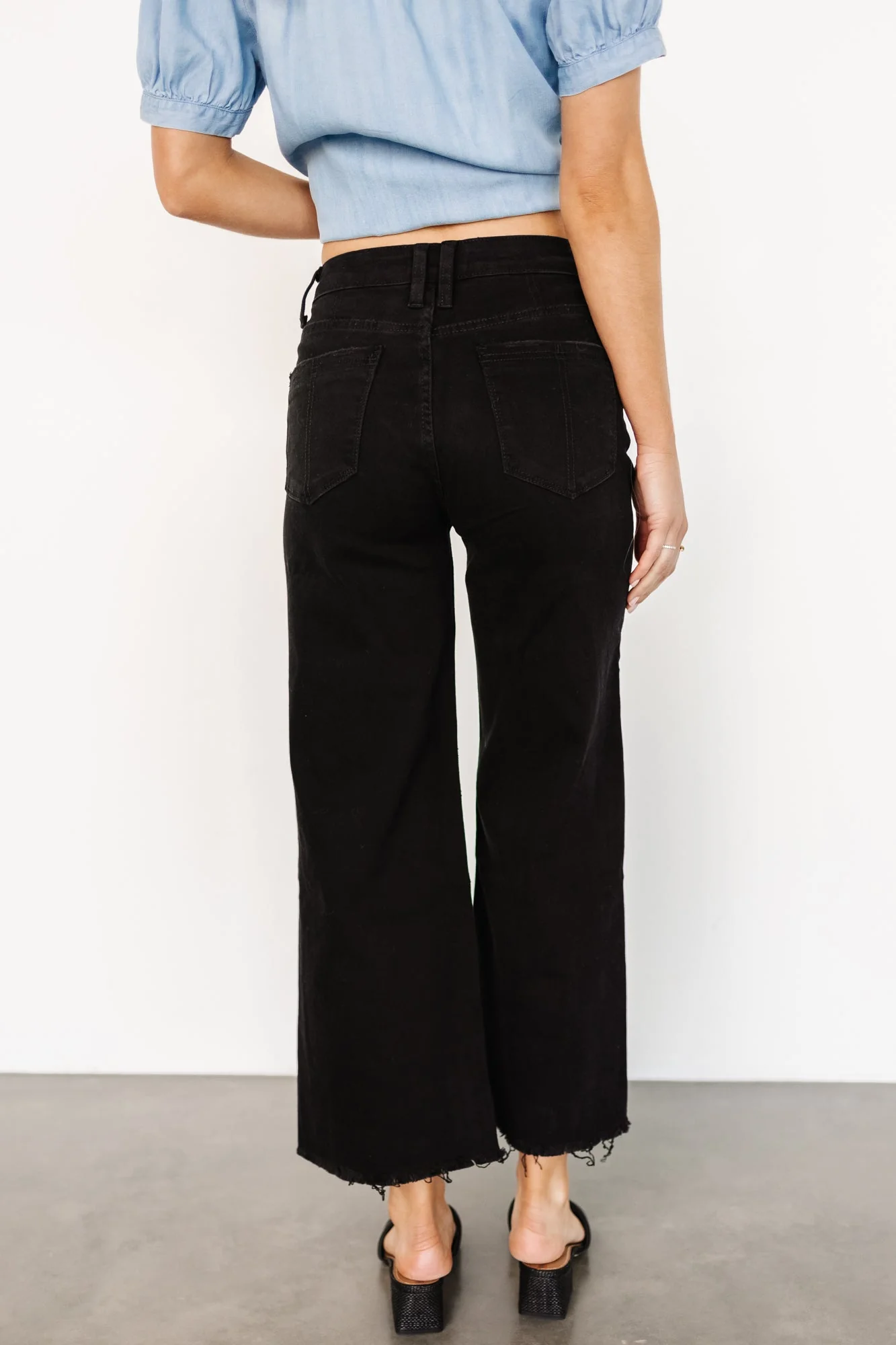 Georgie High Rise Wide Leg Jeans | Black - Jamouz