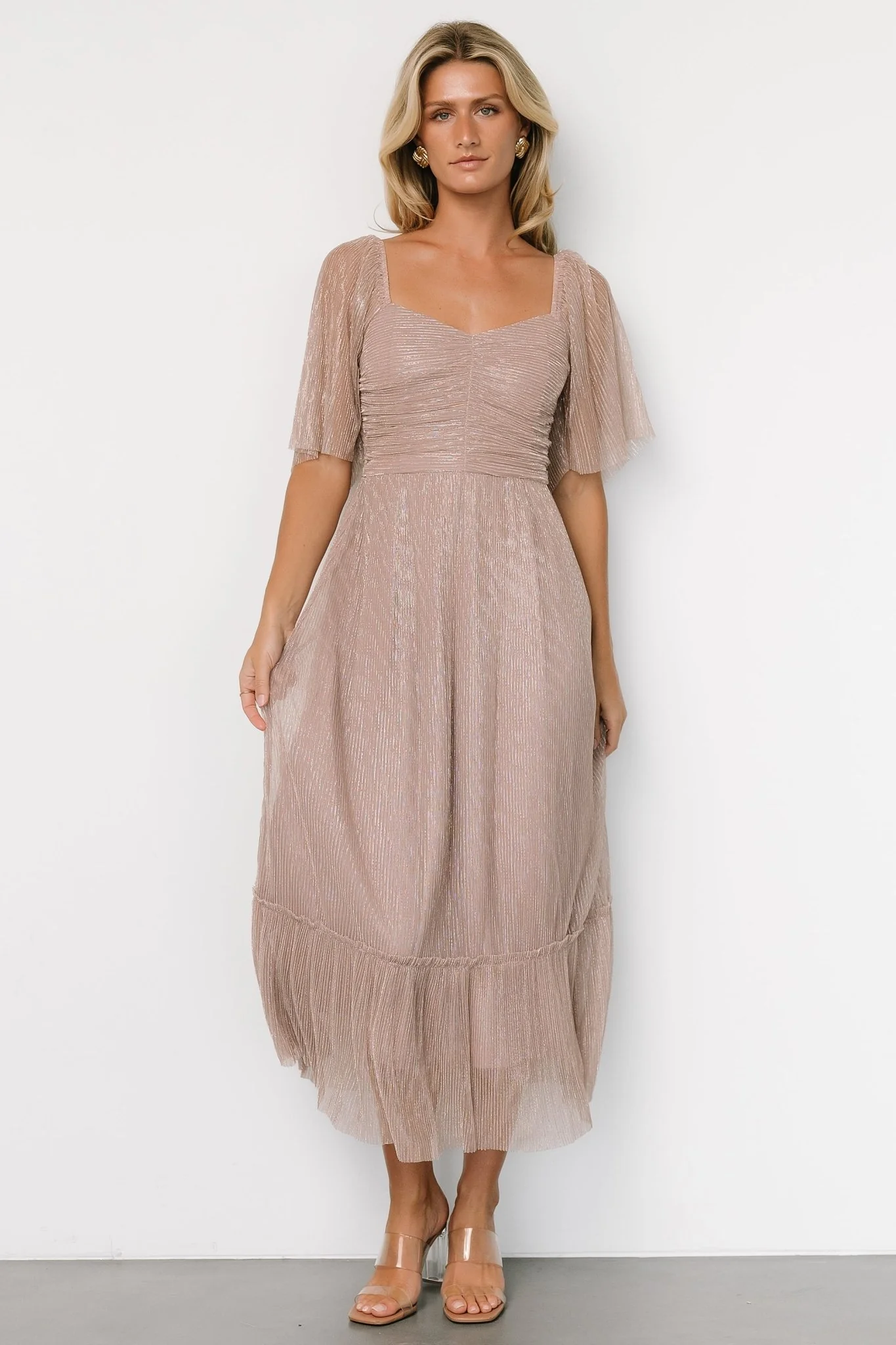 Elea Shimmer Dress | Vintage Rose - Jamouz
