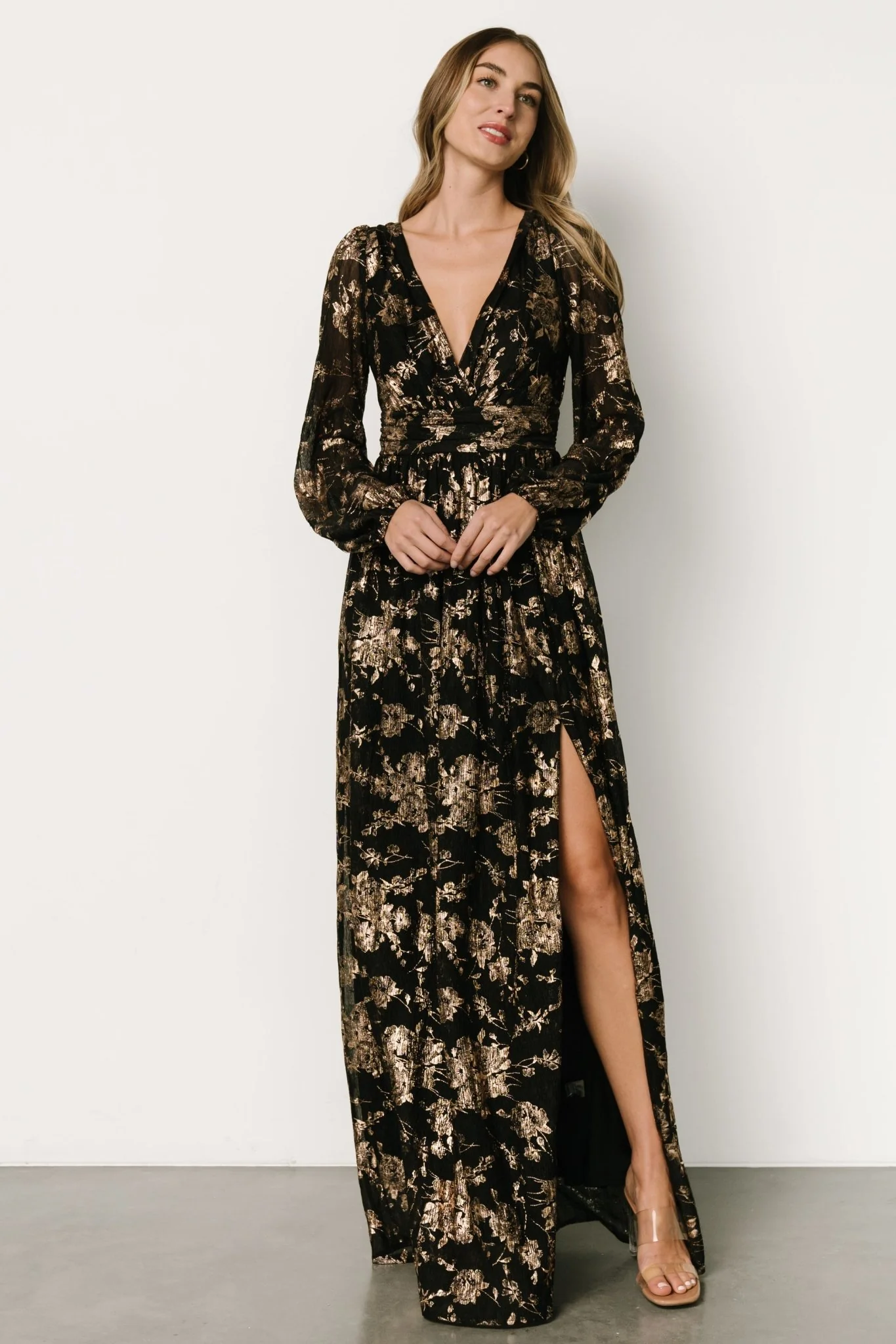 Charlene Maxi Dress | Black + Gold - Jamouz