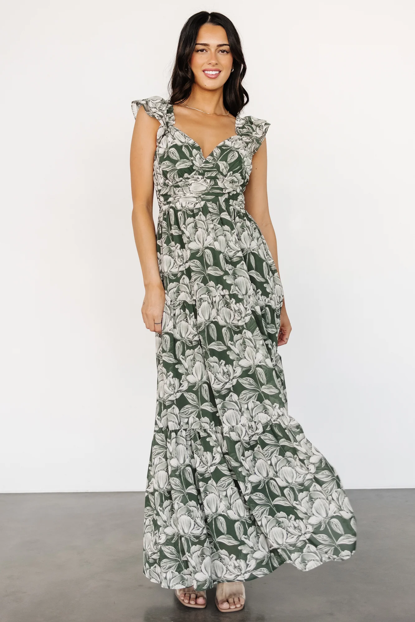 Martina Maxi Dress | Green + White - Jamouz