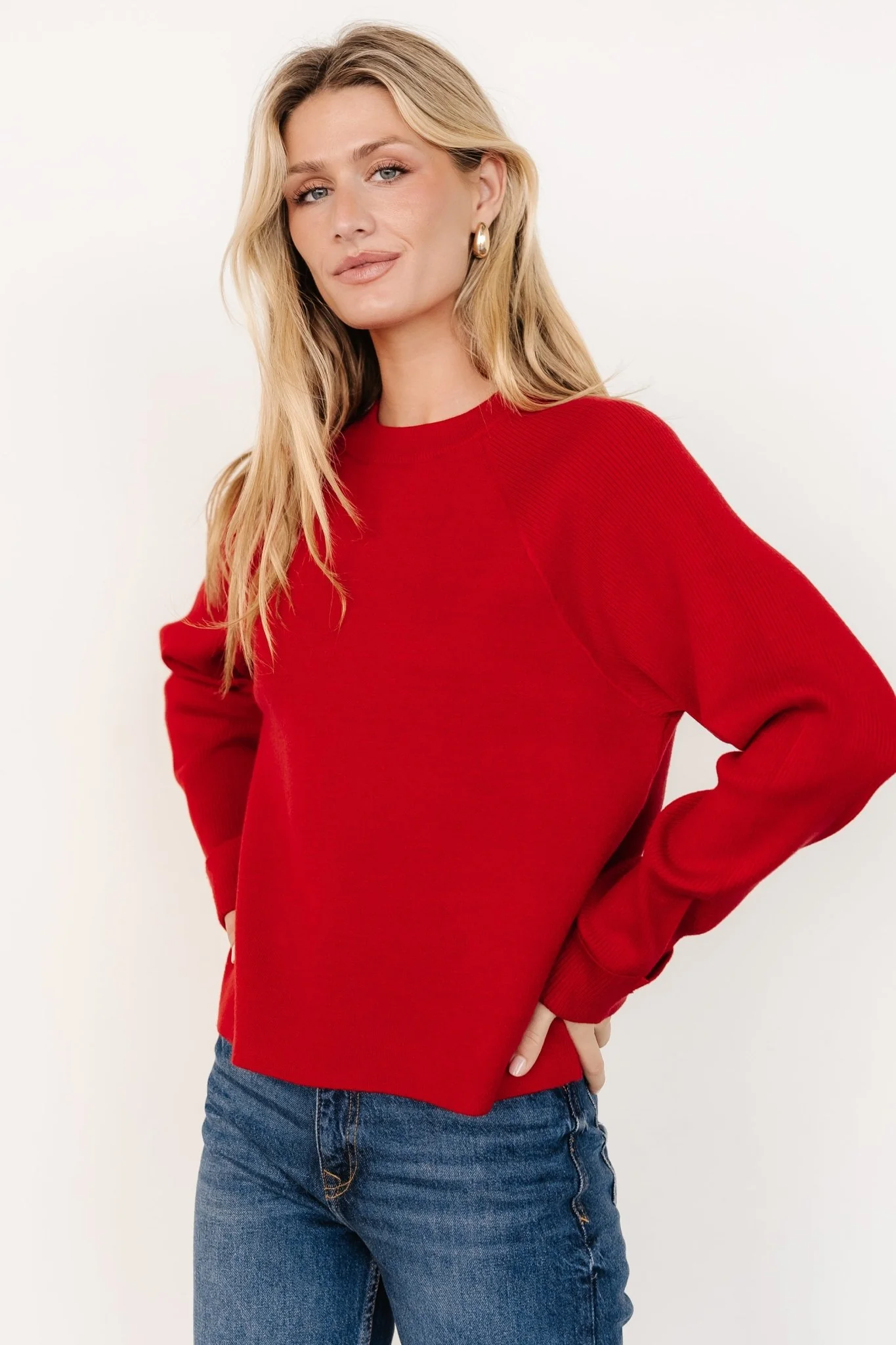 Helena Knit Sweater | Red - Jamouz
