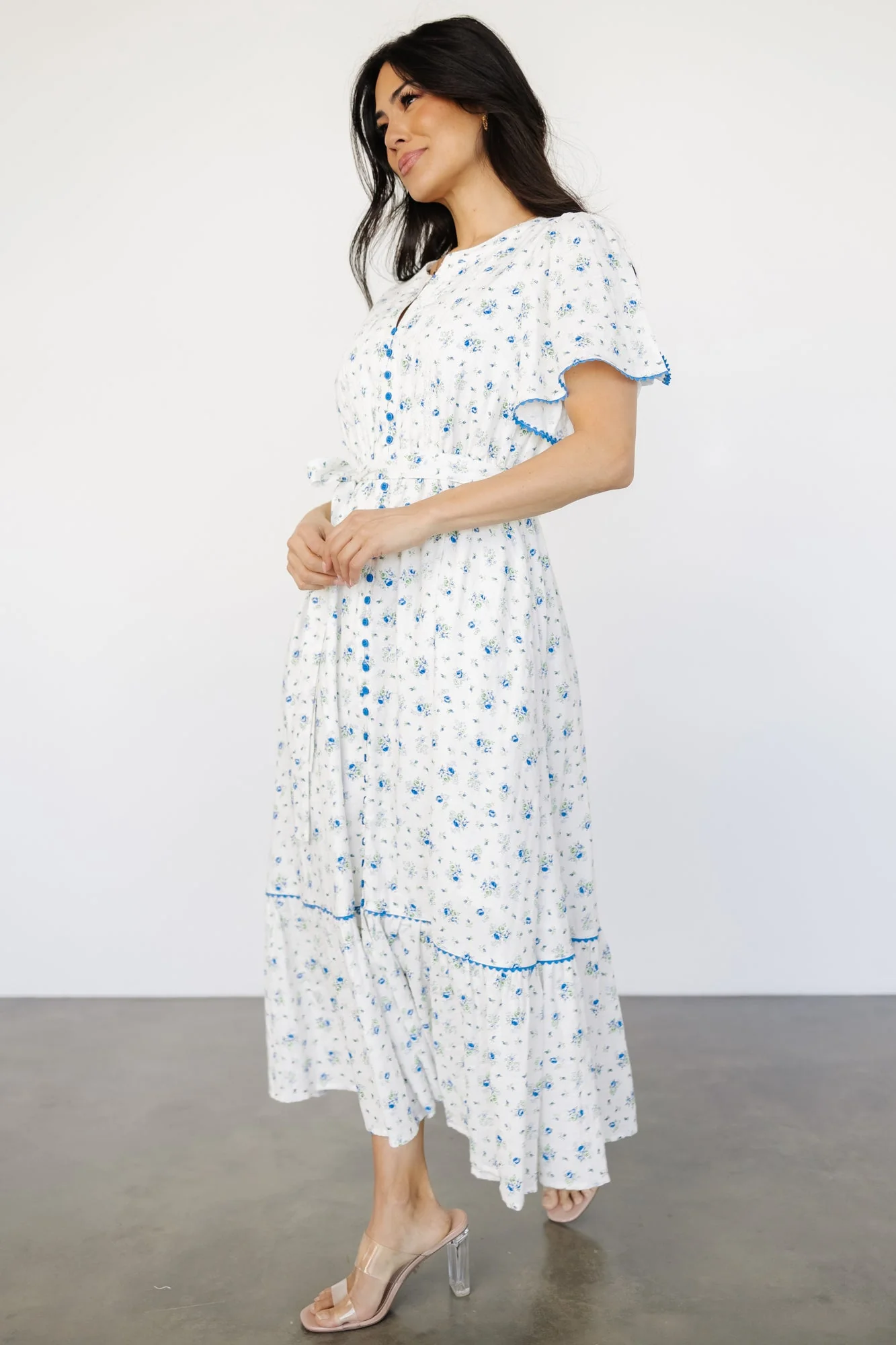 Janie Midi Dress | Ivory Multi Floral - Jamouz