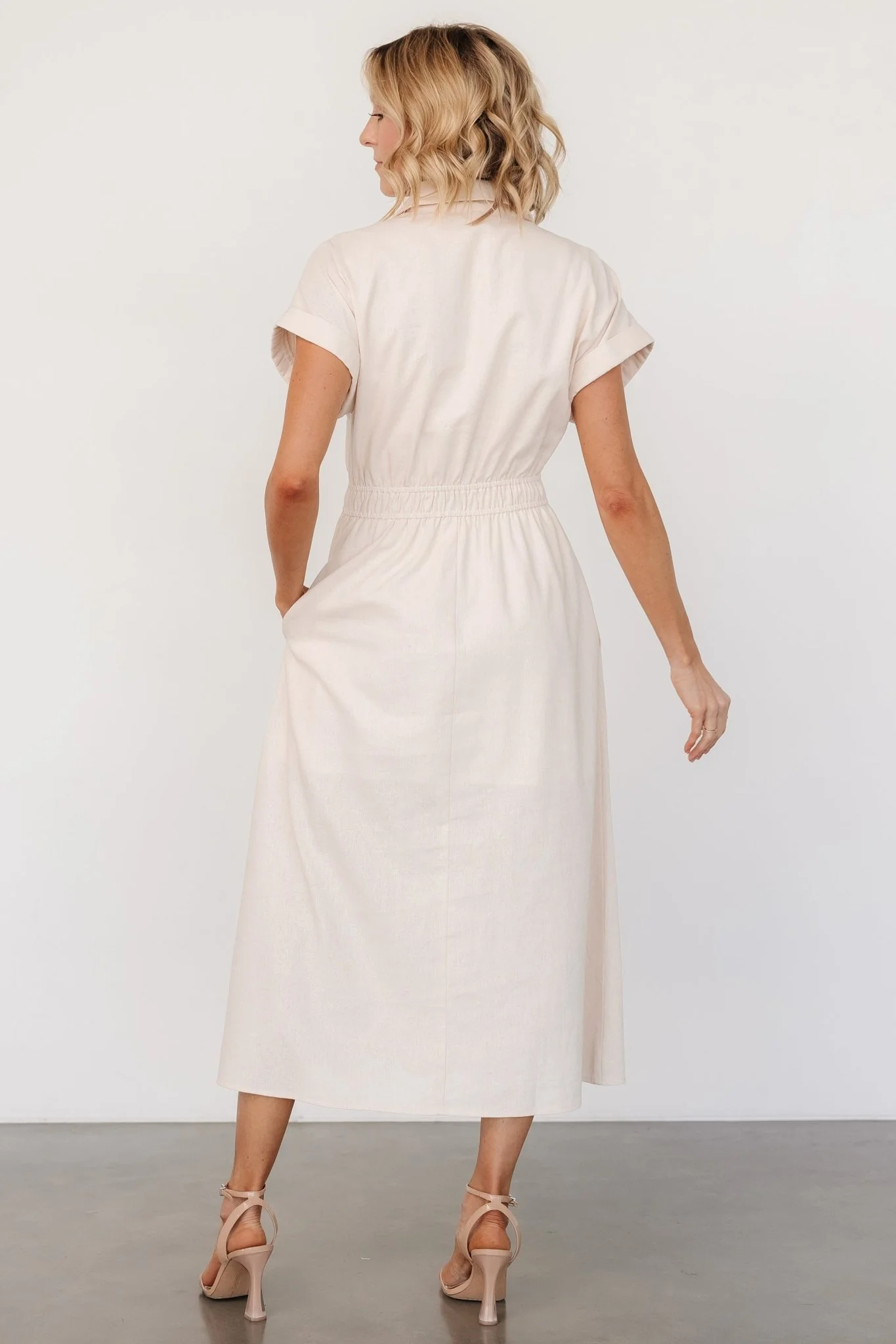 Larah Button Dress | Natural - Jamouz
