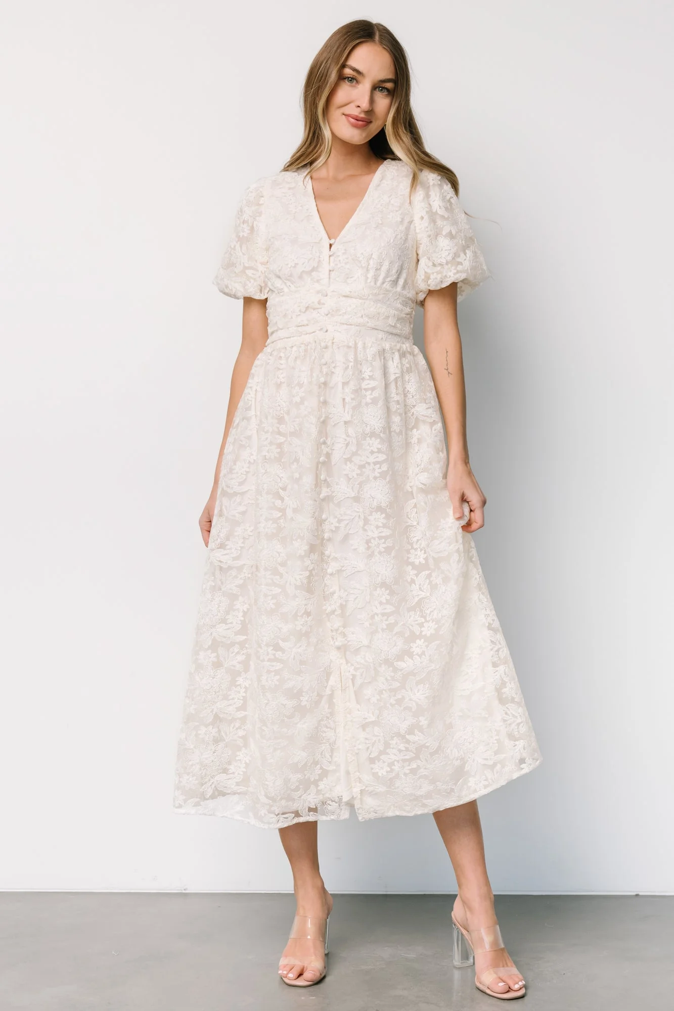 Edwina Lace Dress | Vintage Cream - Jamouz