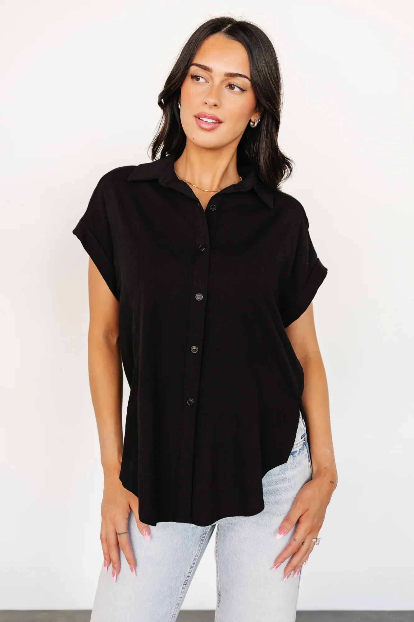 Clarke Button Up Top | Black - Jamouz