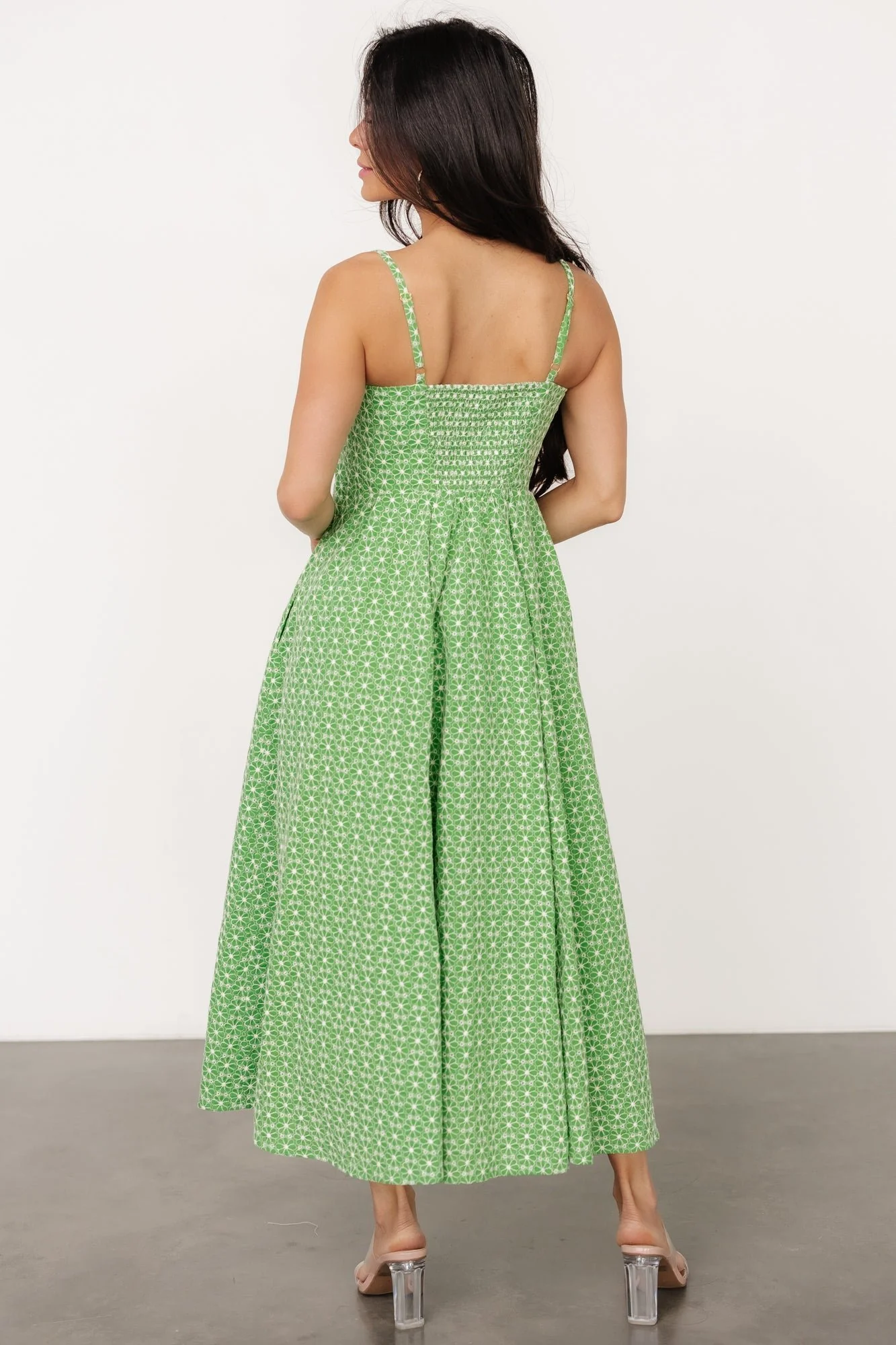 Gracelyn Embroidered Sweetheart Dress | Green Floral - Jamouz