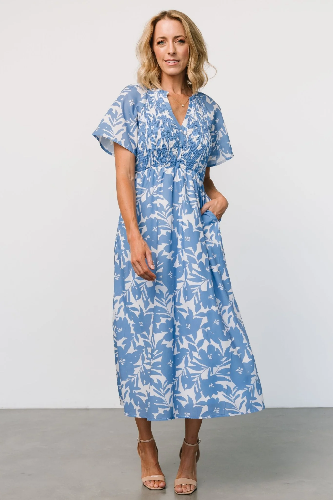 Annise Midi Dress | Blue Floral - Jamouz