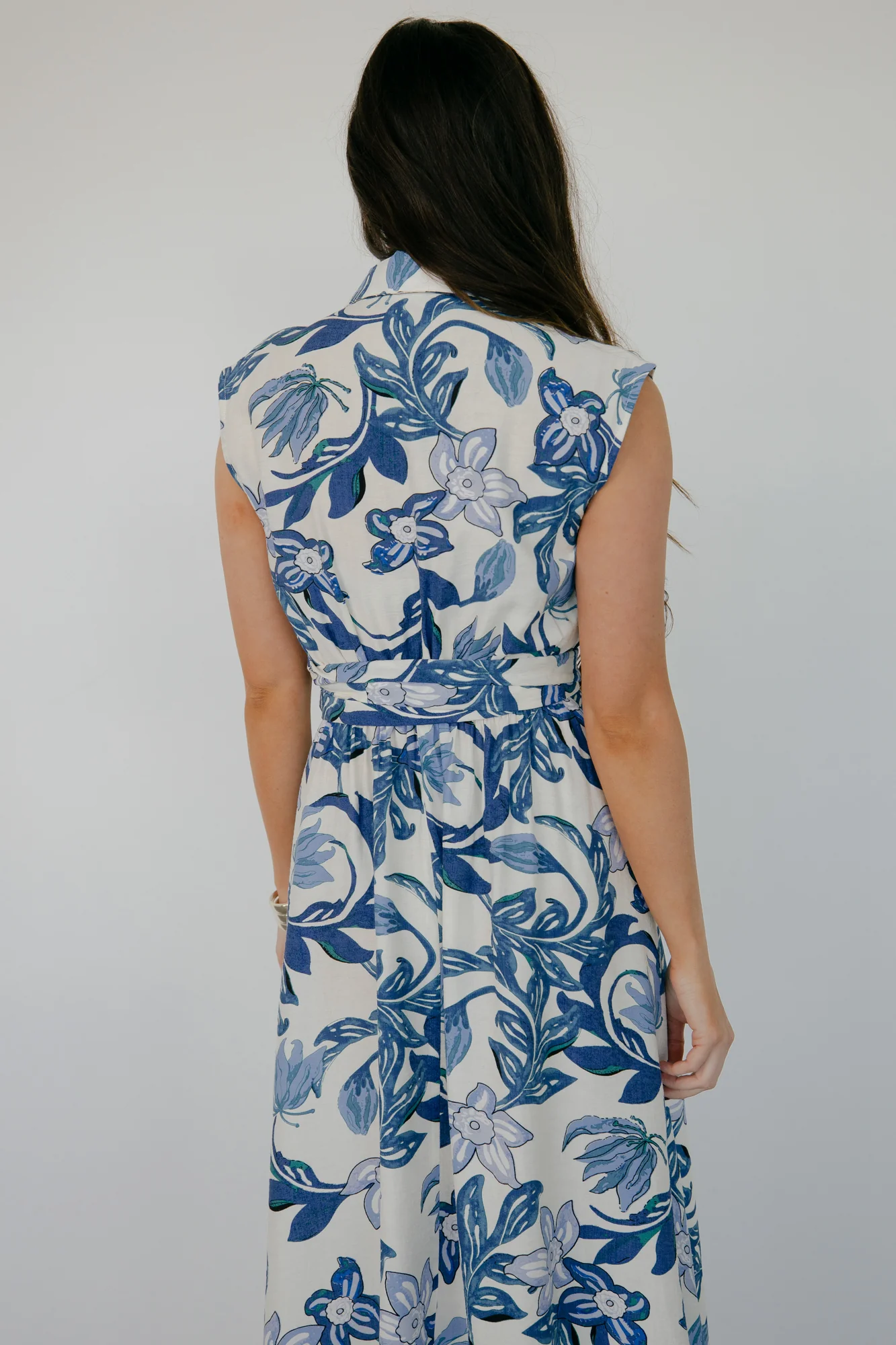 Almeria Maxi Dress | Ivory + Blue Floral - Jamouz