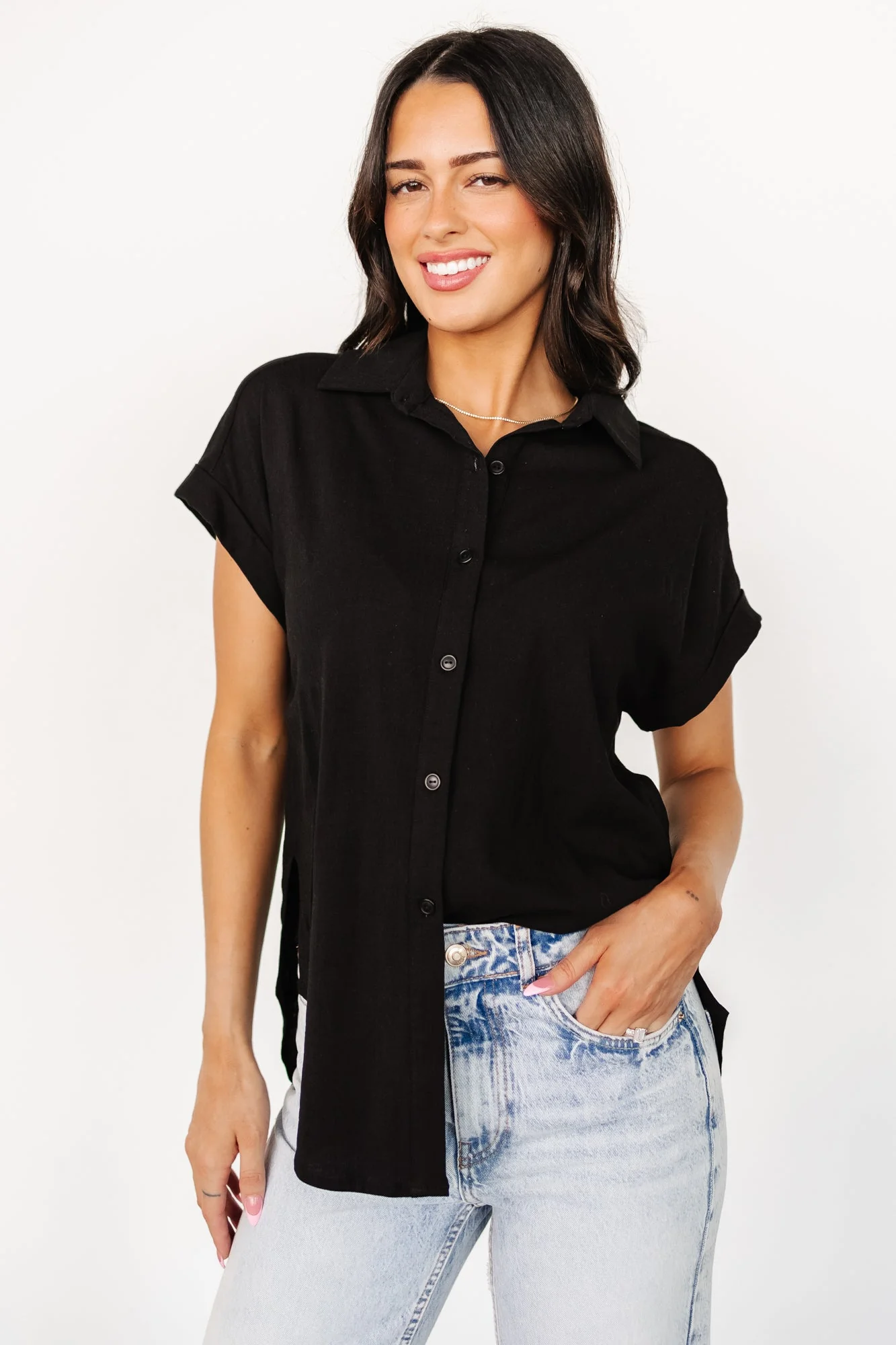 Clarke Button Up Top | Black - Jamouz
