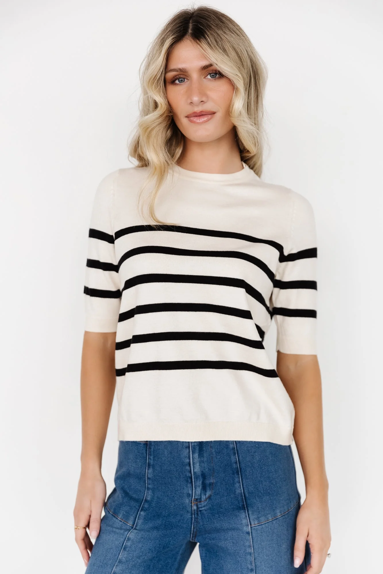 Huntington Striped Top | Cream + Black - Jamouz