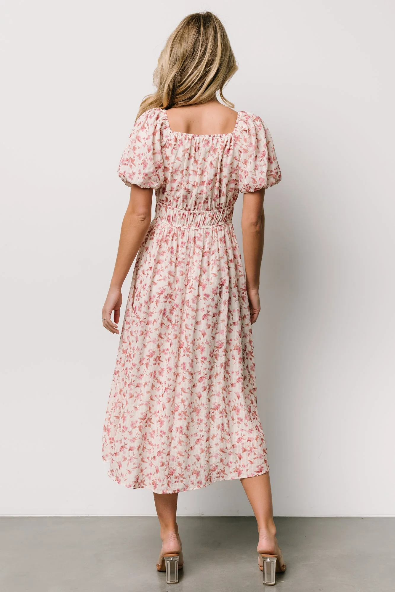 Dorine Midi Dress | Ivory + Blush Floral - Jamouz