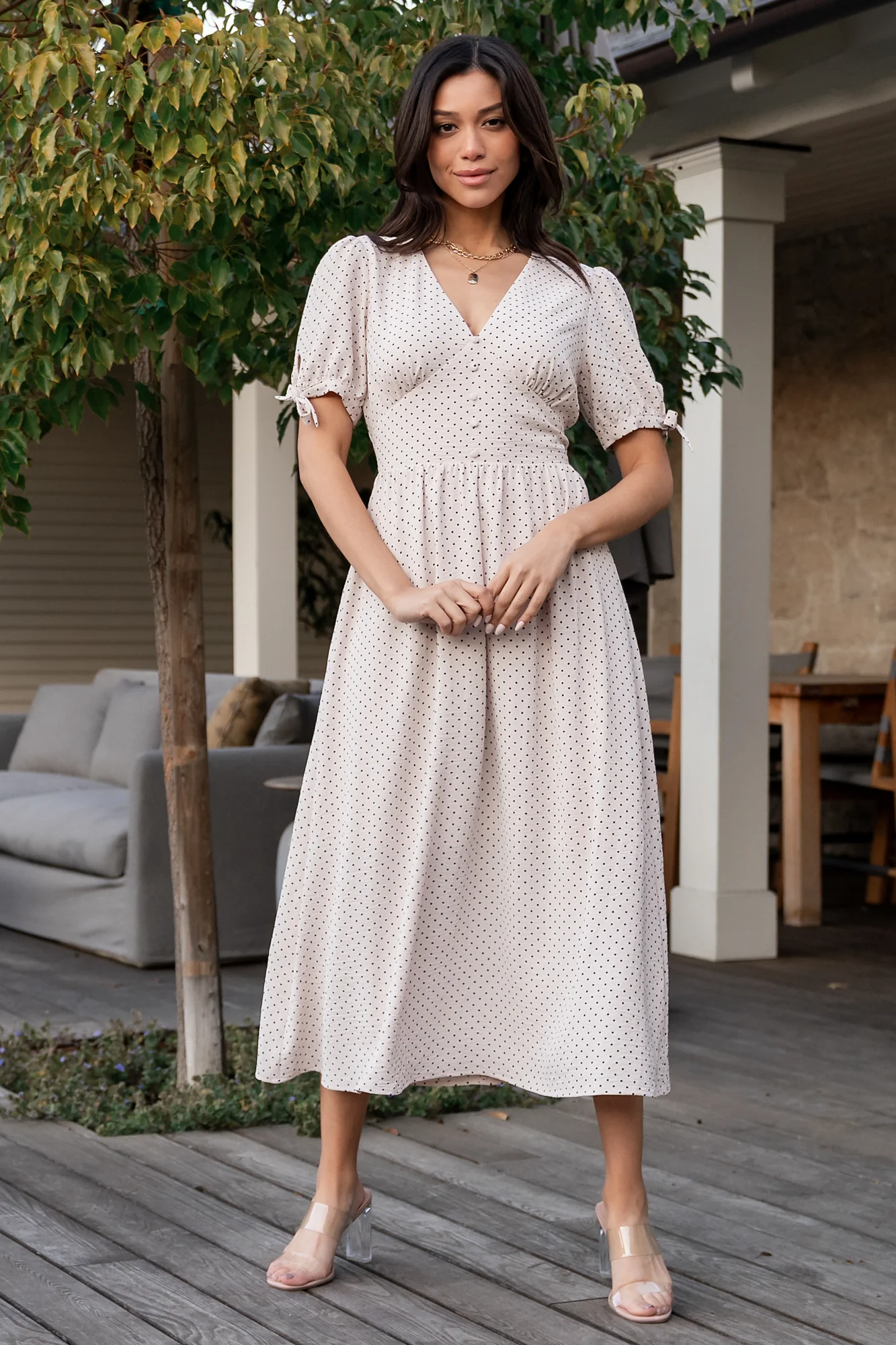 Millar Midi Dress | Natural + Black - Jamouz