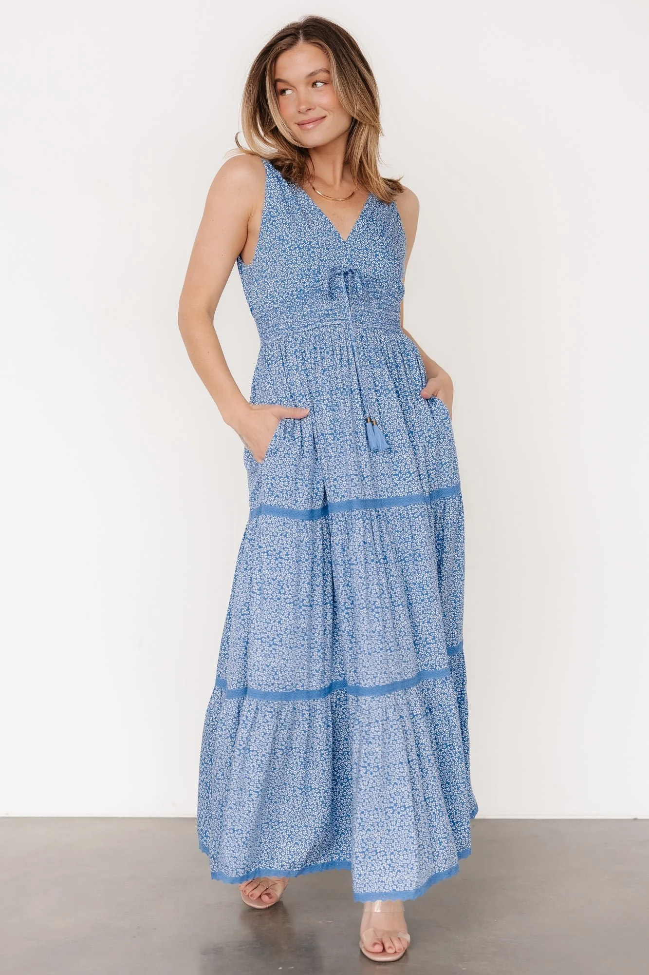 Lauren Maxi Dress | Blue Floral - Jamouz