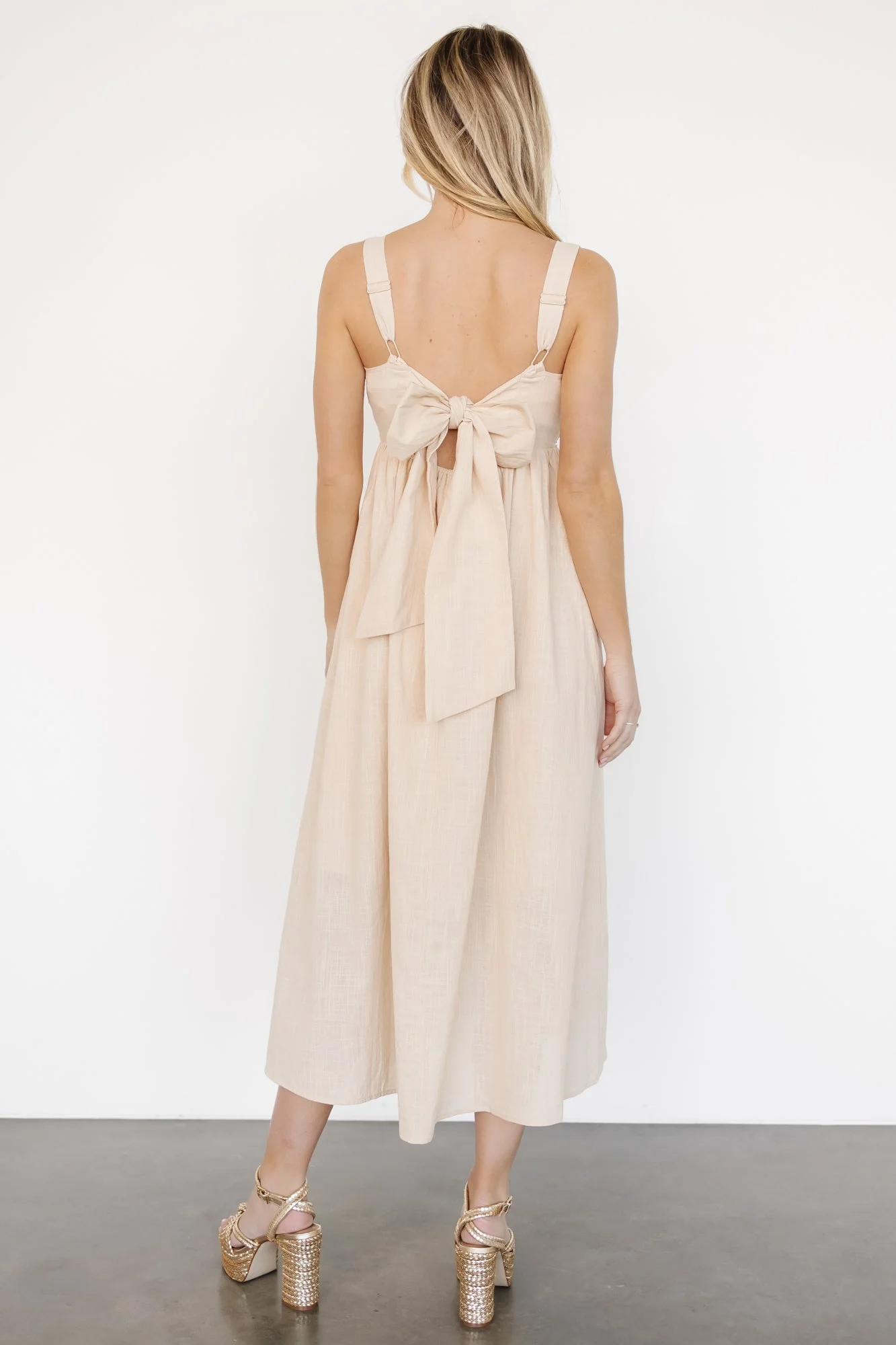 Mia Tie Back Dress | Natural - Jamouz