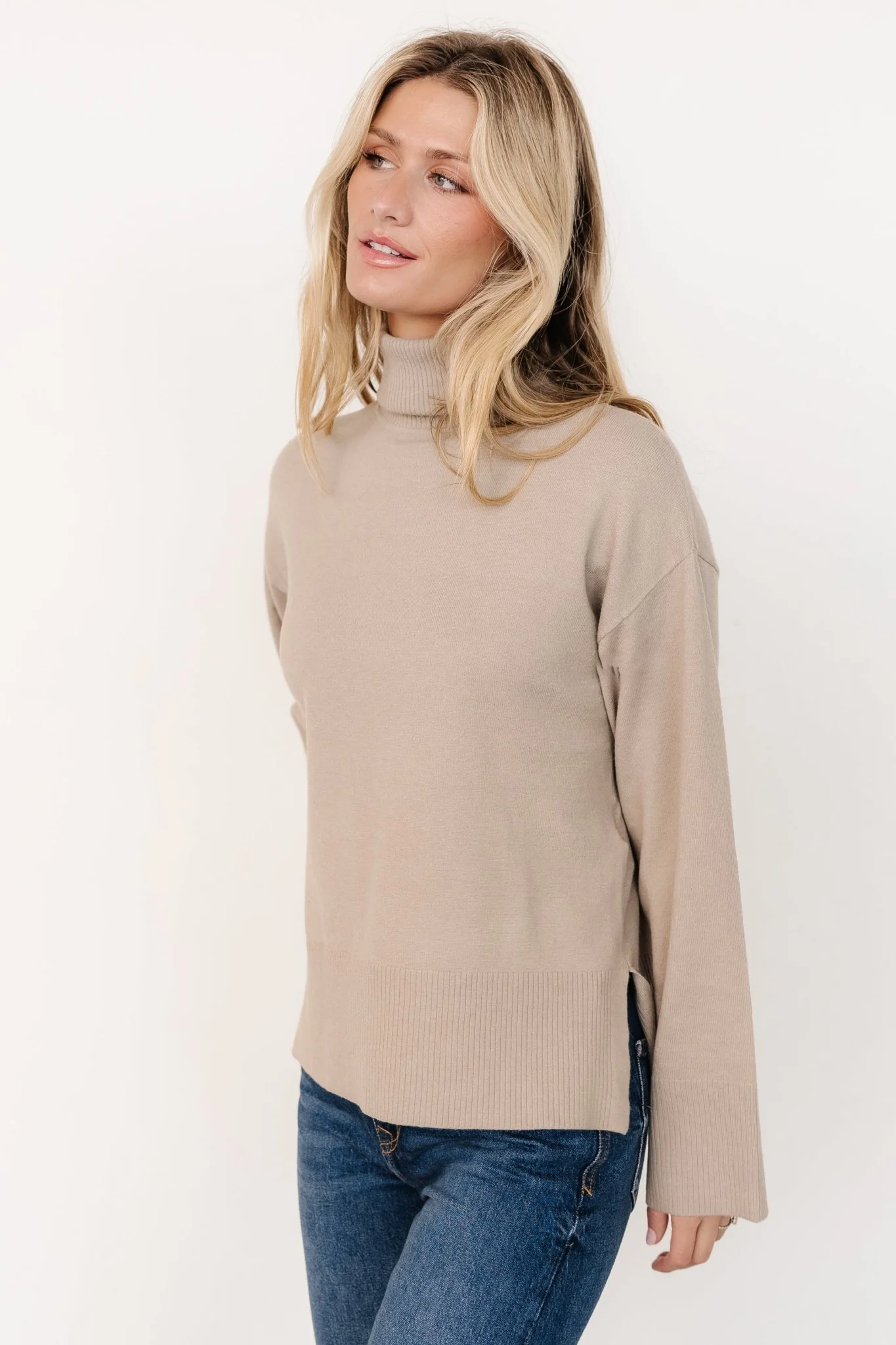 Irene Turtleneck Sweater Top | Stone - Jamouz