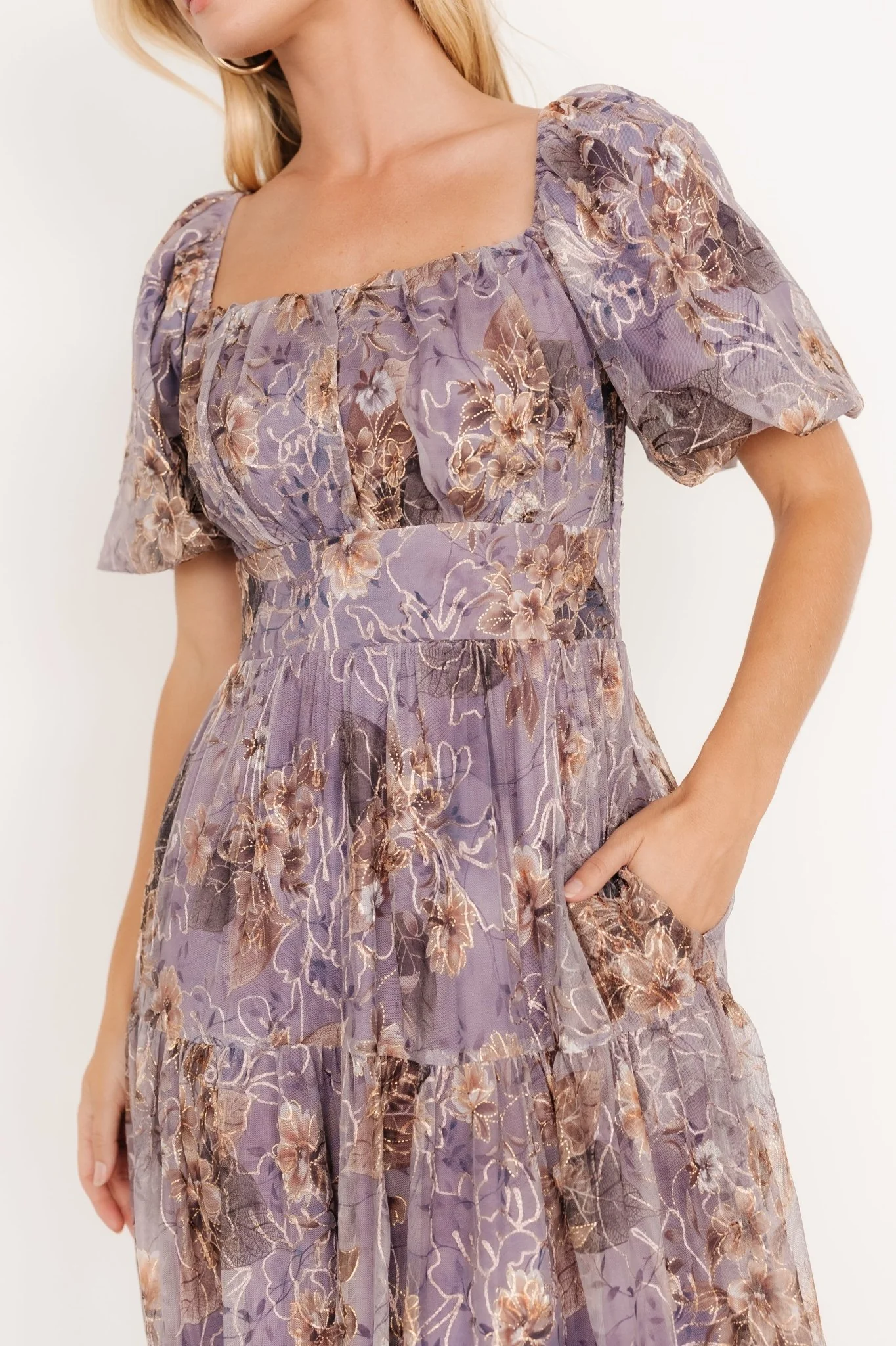 Annabeth Midi Dress | Lavender Floral - Jamouz