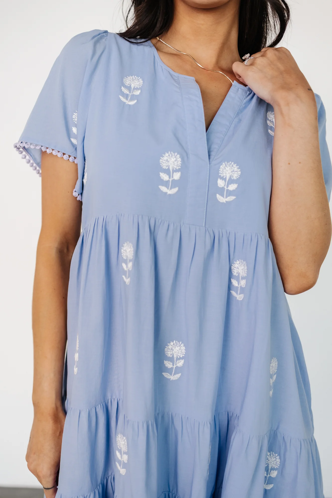 Keegan Short Dress | Blue + Ivory Floral - Jamouz