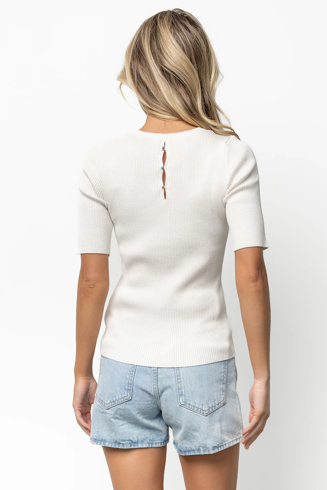 Chiara Ribbed Top | Ivory - Jamouz