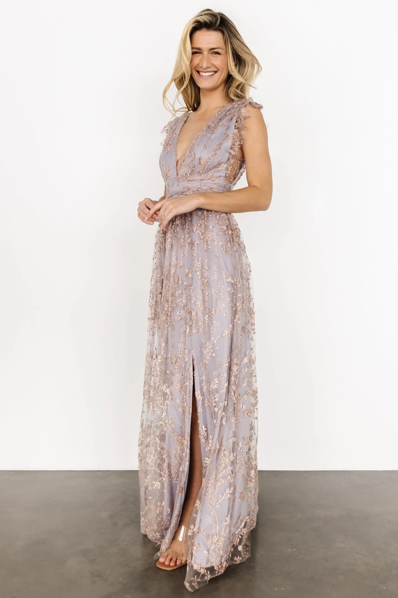 Arlene Shimmer Gown | Dusty Lilac + Rose - Jamouz