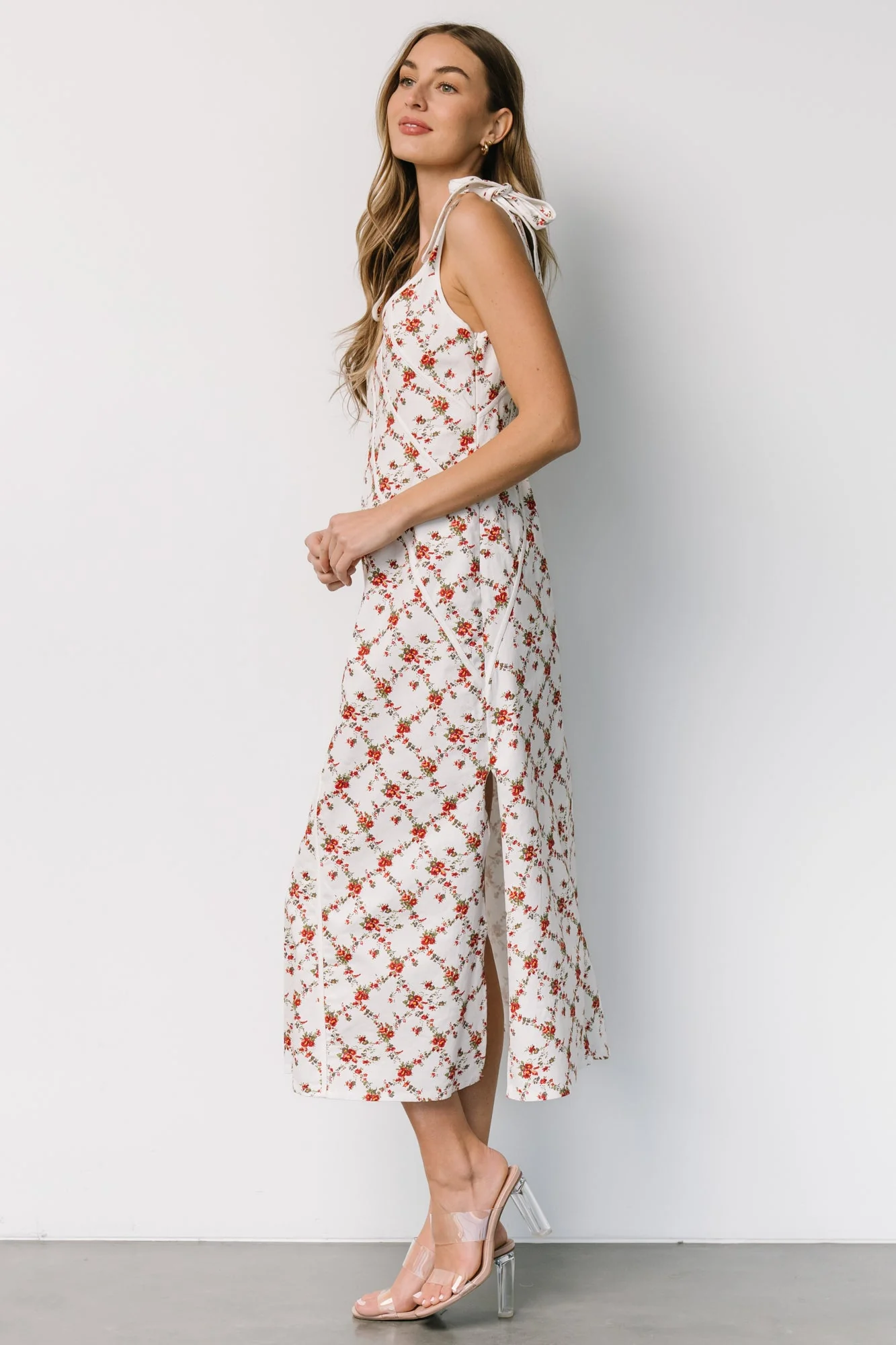 Isla Tank Dress | Off White + Red Floral - Jamouz